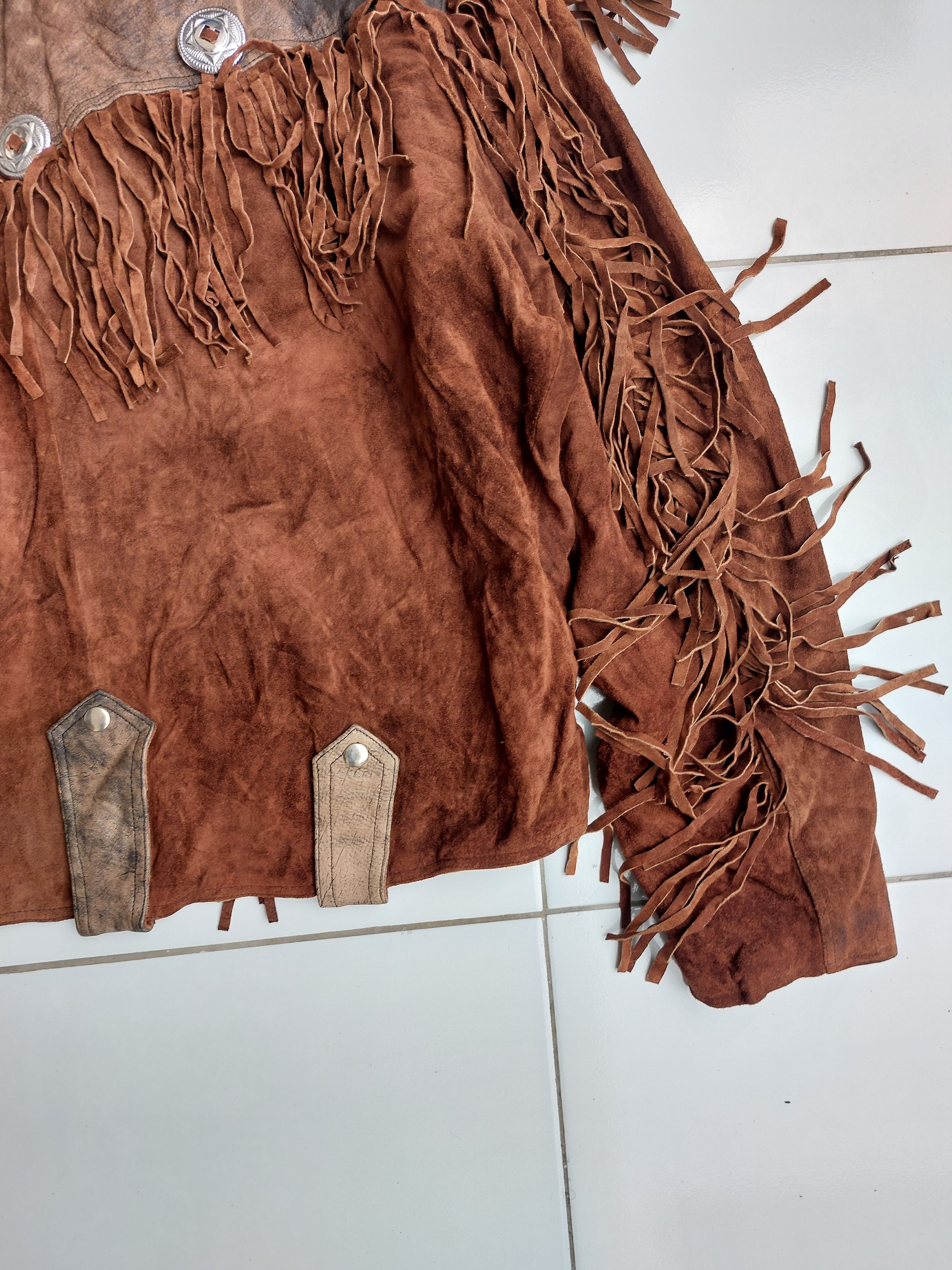 Vintage Akaso Vintage Fringed Leather Jacket Double Breasted Size US XL / EU 56 / 4 - 19 Thumbnail