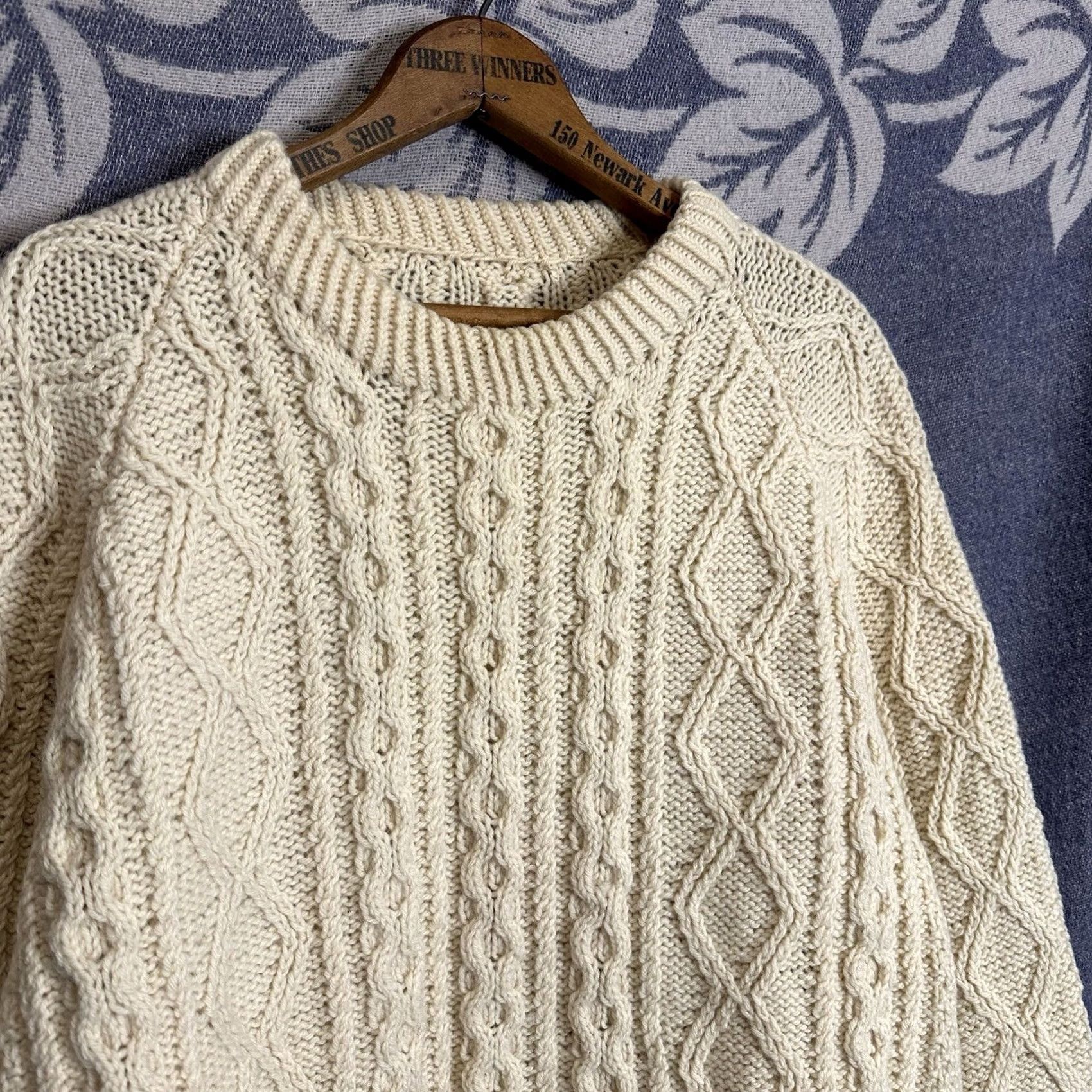 Vintage VINTAGE Irish Aran Fisherman Sweater Hand-Knitted Ivory LRG Size US L / EU 52-54 / 3 - 2 Thumbnail