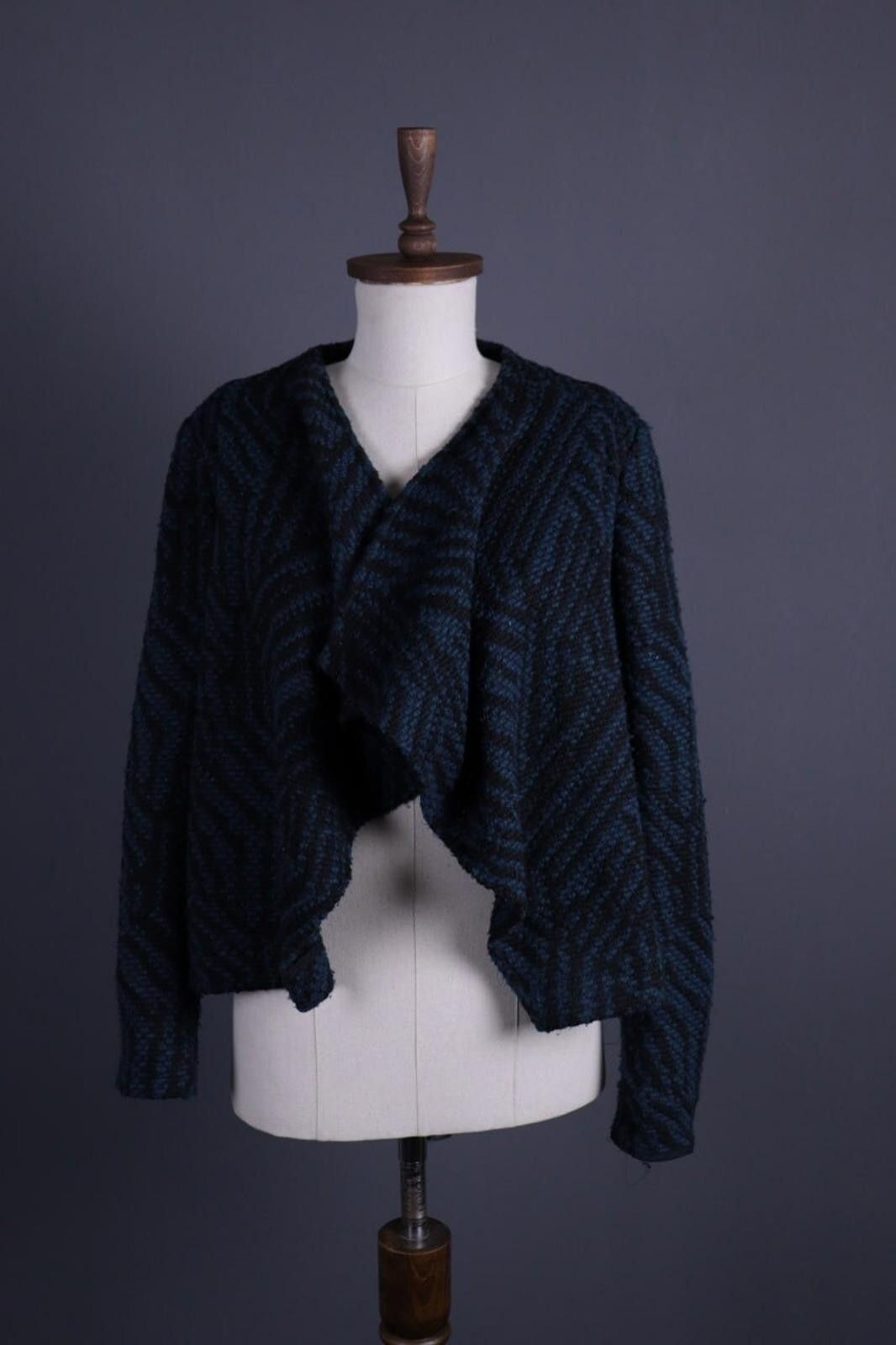 Wilkes Bashford Ba&Sh Black Geomeric Open Front Cardigan Cape Sweater Size 3 Size M / US 6-8 / IT 42-44 - 1 Thumbnail