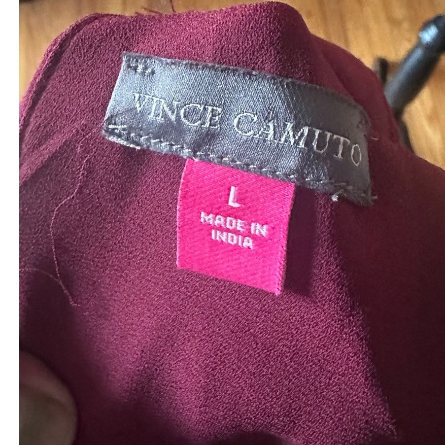 Vince Camuto Vince Camuto Tie-Neck Chiffon Overlay Jumpsuit – Women’s L Size 32" / US 10 / IT 46 - 8 Thumbnail