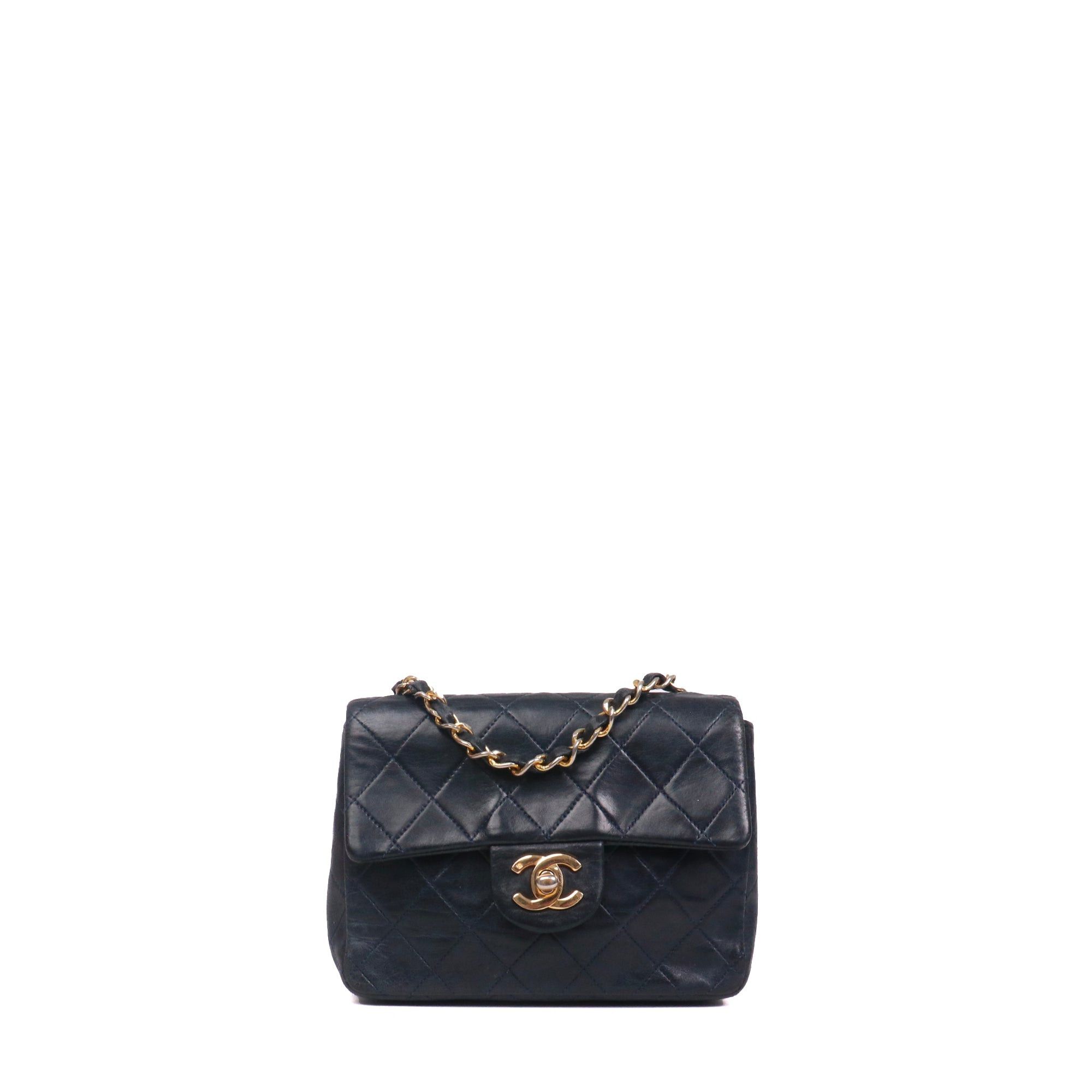 Chanel CHANEL - Chanel Classique/Timeless Mini Square shoulder bag in vintage navy blue leather Size ONE SIZE - 1 Thumbnail