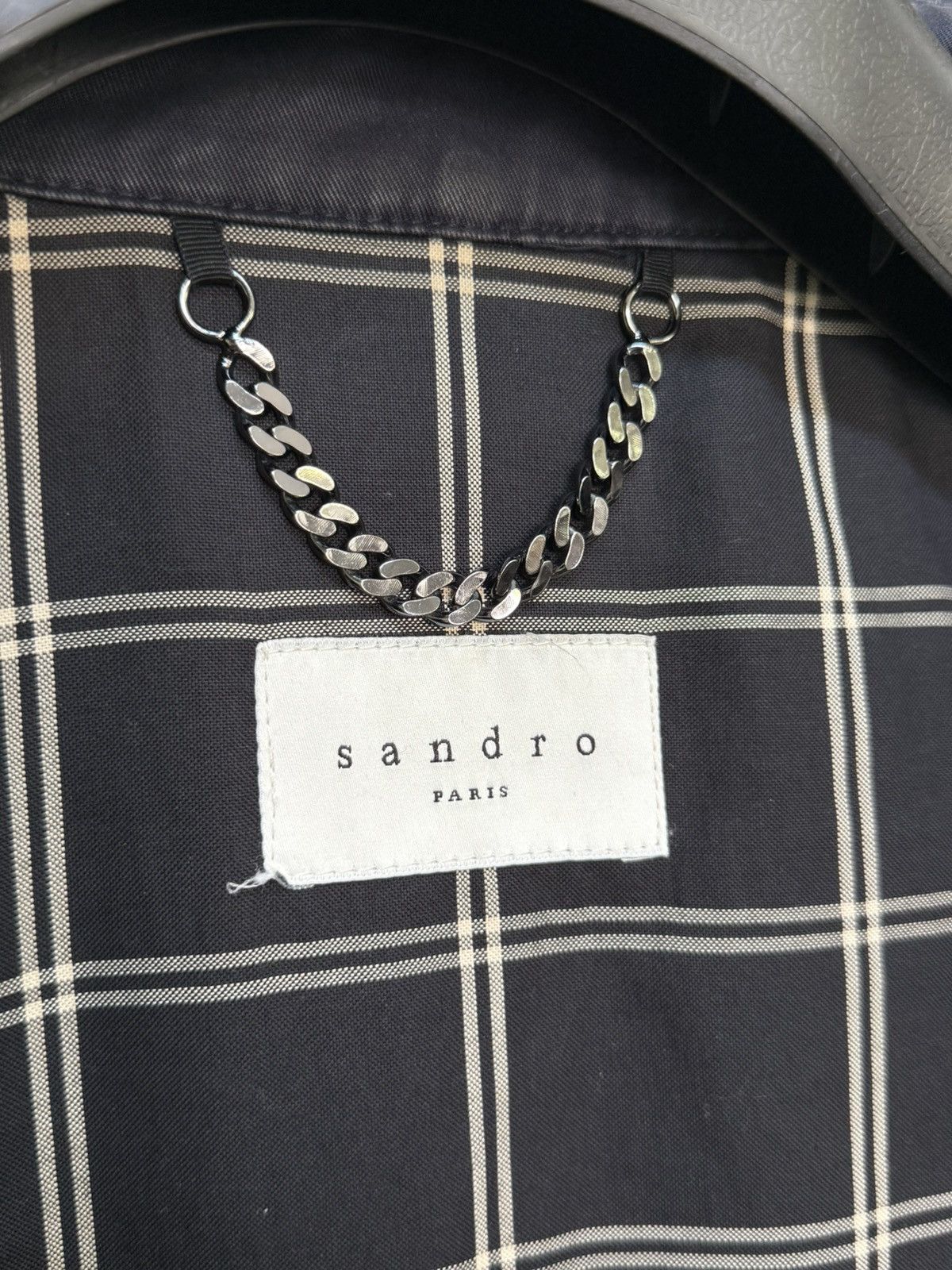 Sandro Sandro Paris Navy Double Breasted Raincoat Leather Details Size M / US 6-8 / IT 42-44 - 3 Thumbnail