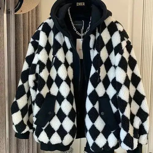 Other Warm Retro Checkerboard Lamb Wool Coat Size S / US 4 / IT 40 - 1 Thumbnail