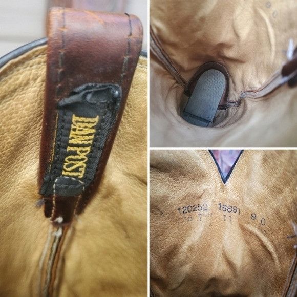 Dan Post × Vintage Vintage 70s Dan Post Brown Leather Braid Shaft Western Boots Size US 9 / EU 42 - 8 Thumbnail
