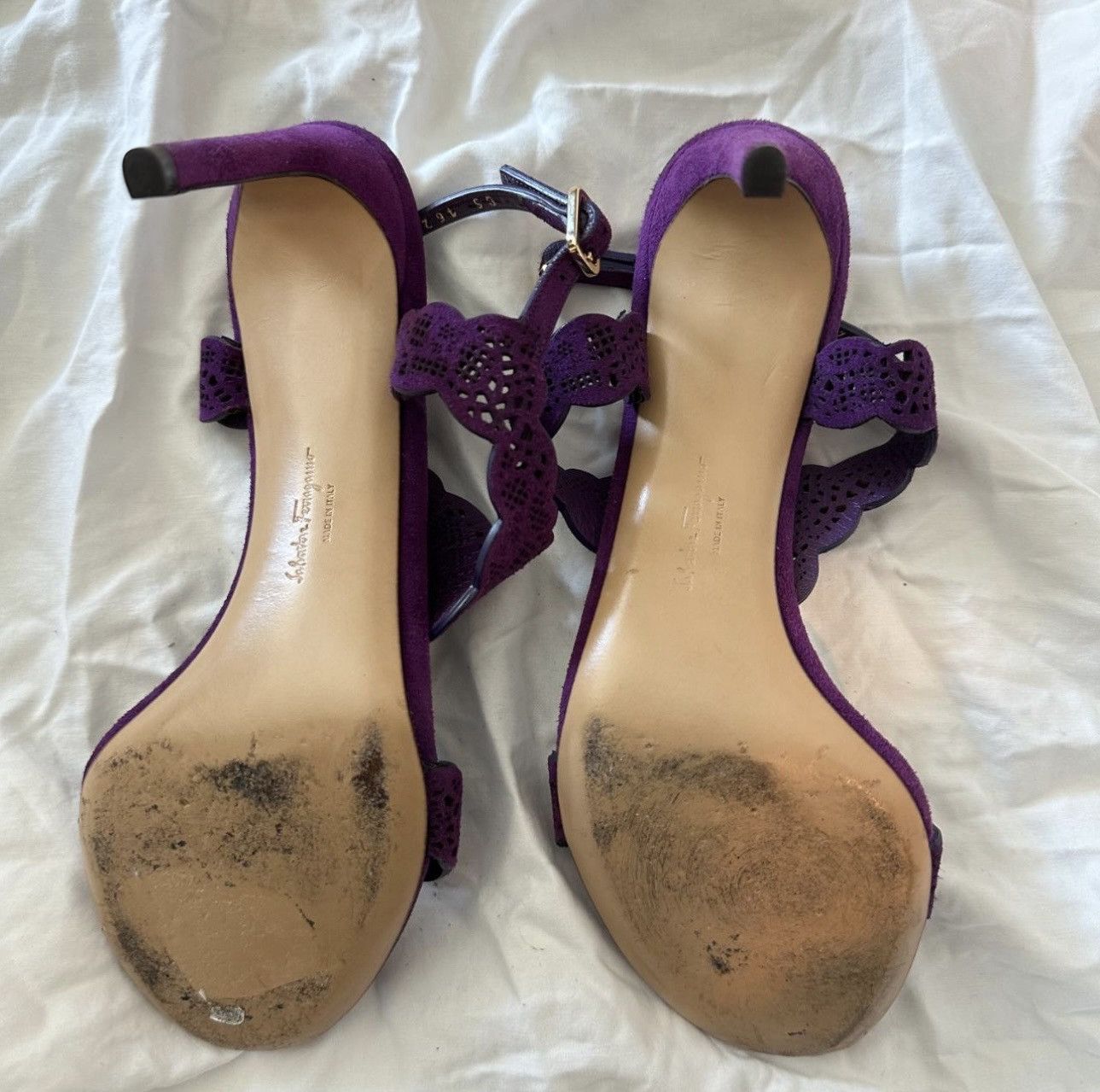 Salvatore Ferragamo Salvatore Ferragamo Purple Suede Heels Size US 7.5 / IT 37.5 - 3 Thumbnail