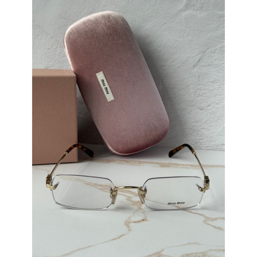 Miu Miu NEW Miu Miu M50YV Gold Rimless Metal Eyeglasses Frames Size ONE SIZE - 5 Thumbnail