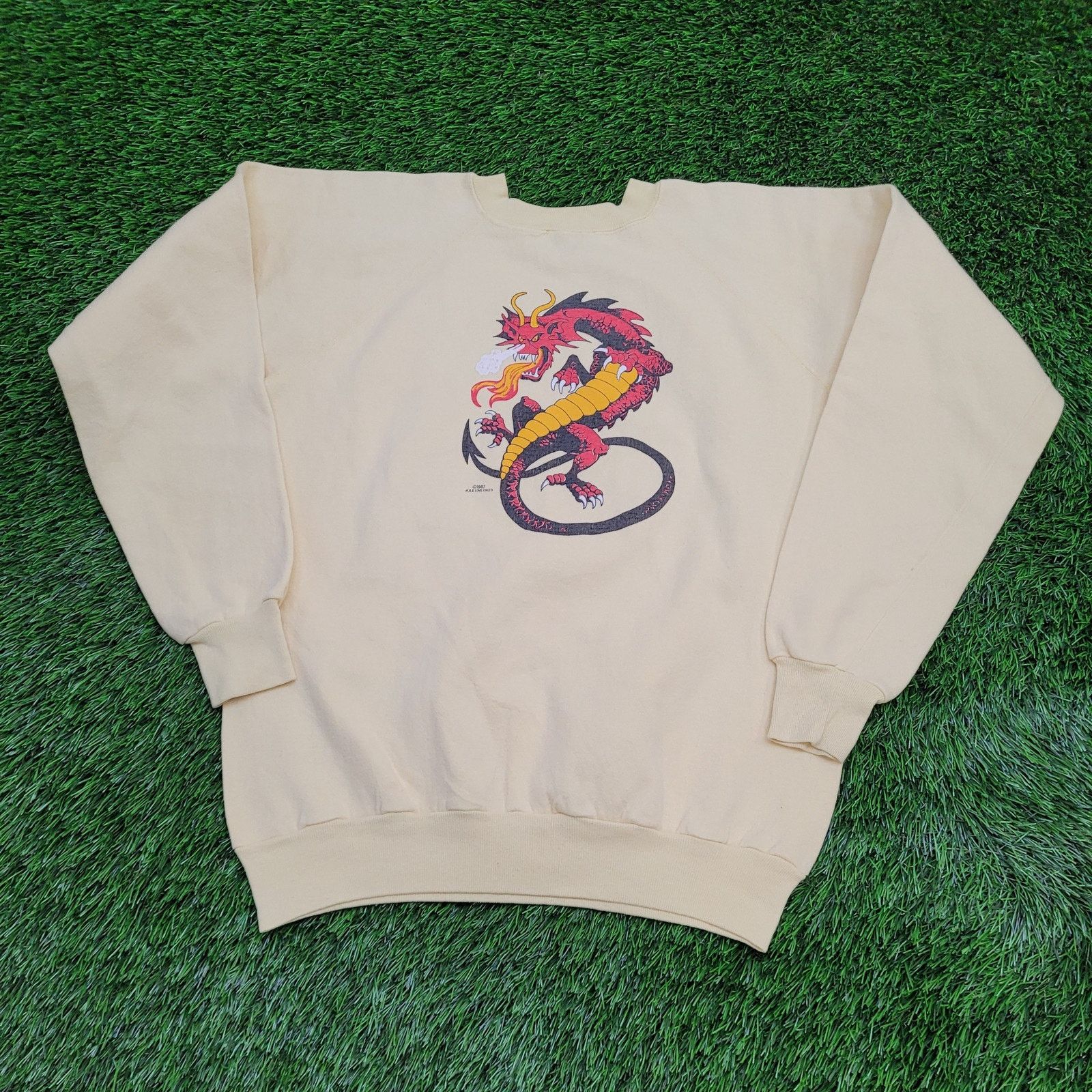 Vintage VTG 1987 Fire Breathing Dragon Sweatshirt Women M/L Crop USA Size L / US 10 / IT 46 - 1 Thumbnail