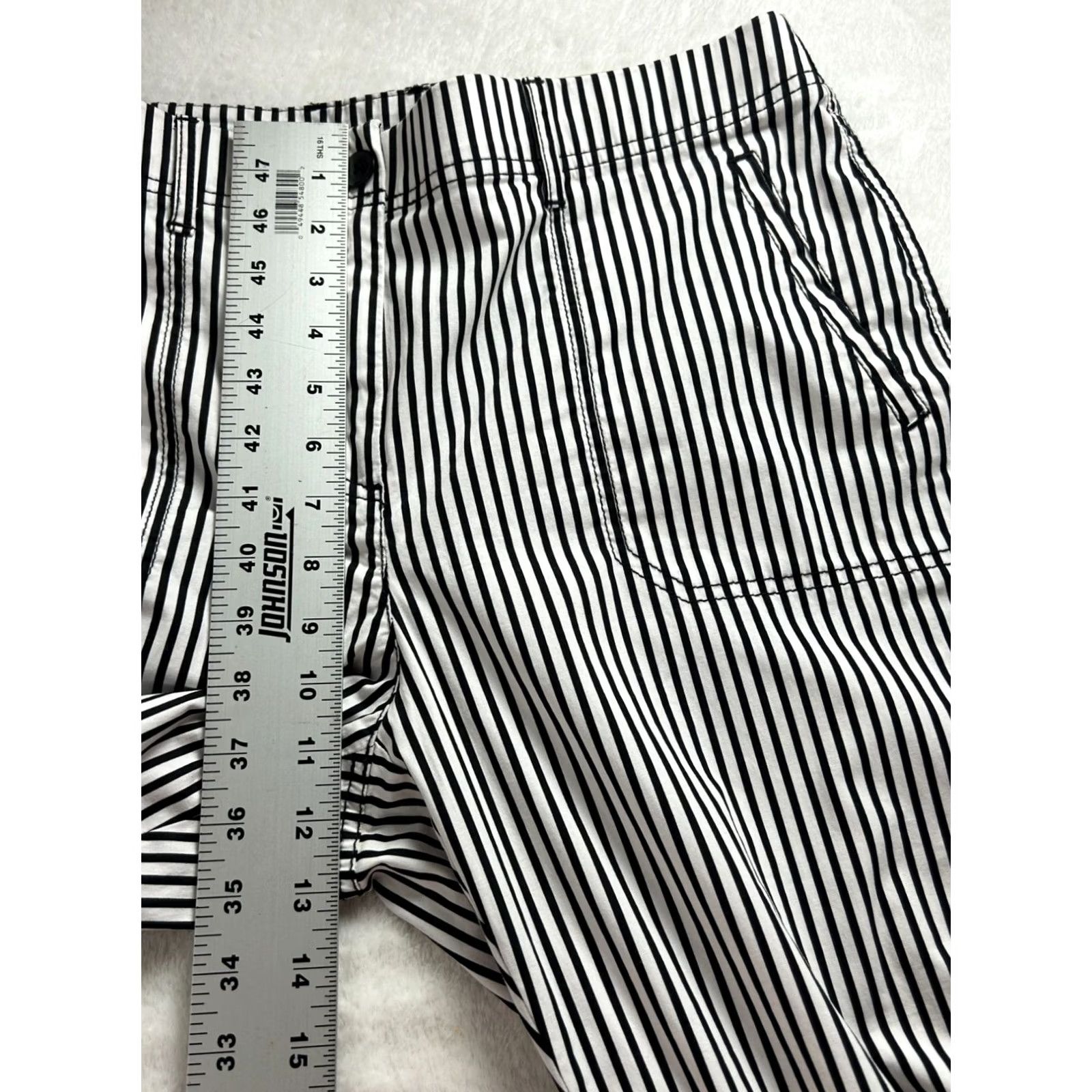 Vintage Chico's Black White Striped Stretch Waist Straight Crop Pants Size 1.5 US 10 New Size 32" / US 10 / IT 46 - 7 Thumbnail