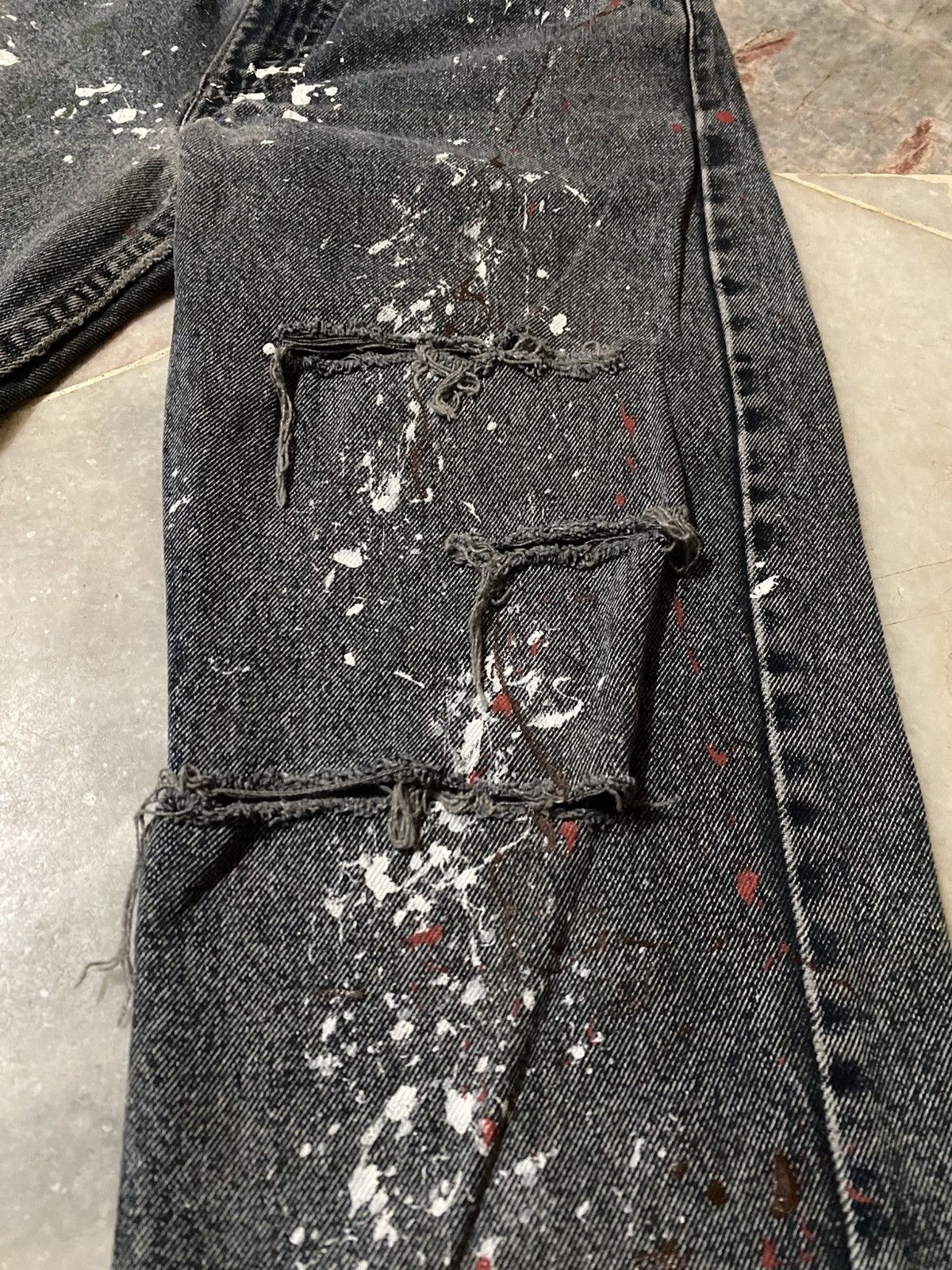 Levi's Vintage 80s Levis Distressed Paint Splatter Pattern Jeans Size US 30 / EU 46 - 9 Thumbnail