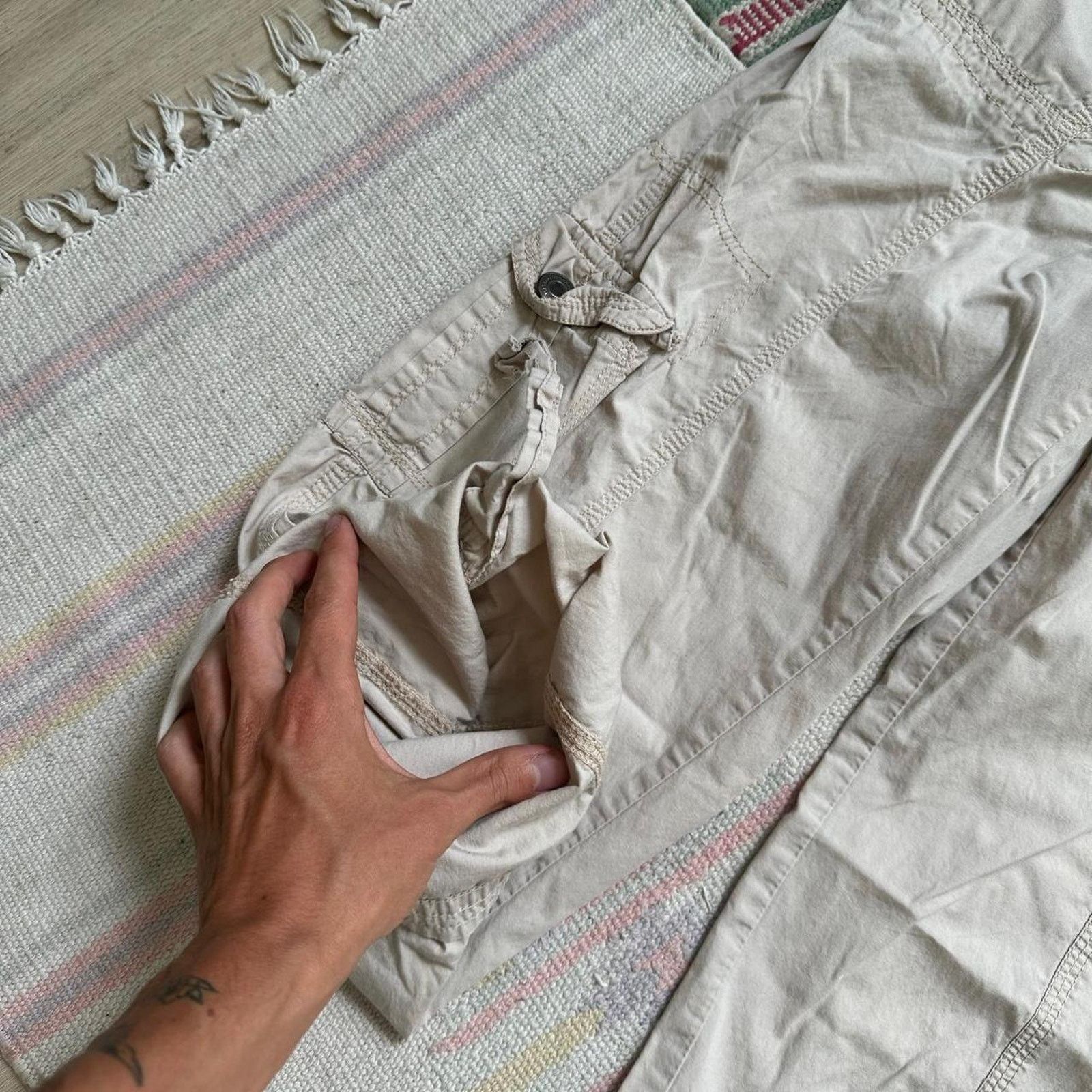 Vintage Vintage Y2K Tan Khaki Max Rave Cargo Utility Capris Pants Size 30" / US 8 / IT 44 - 5 Thumbnail