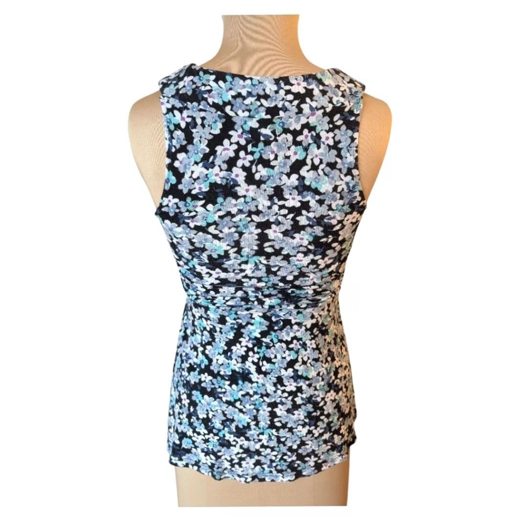 Vintage Candies Floral Tank Top Black Blue Scoop Neck Sleeveless Sz XS Whimsigoth Y2K Size S / US 4 / IT 40 - 3 Thumbnail
