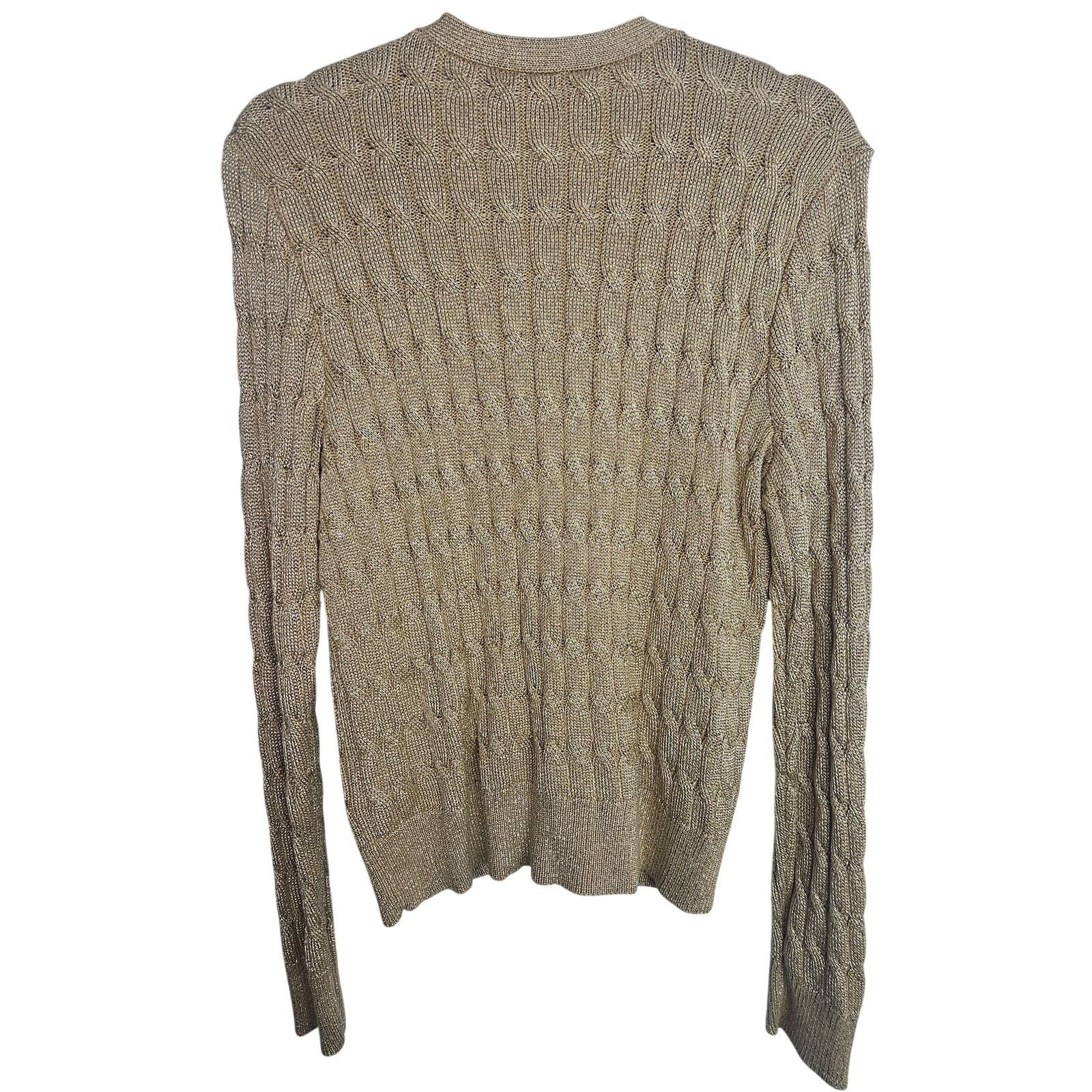 Lauren Ralph Lauren Lauren Ralph Lauren Metallic Cable Knit Cardigan Sweater XL Size XL / US 12-14 / IT 48-50 - 9 Thumbnail