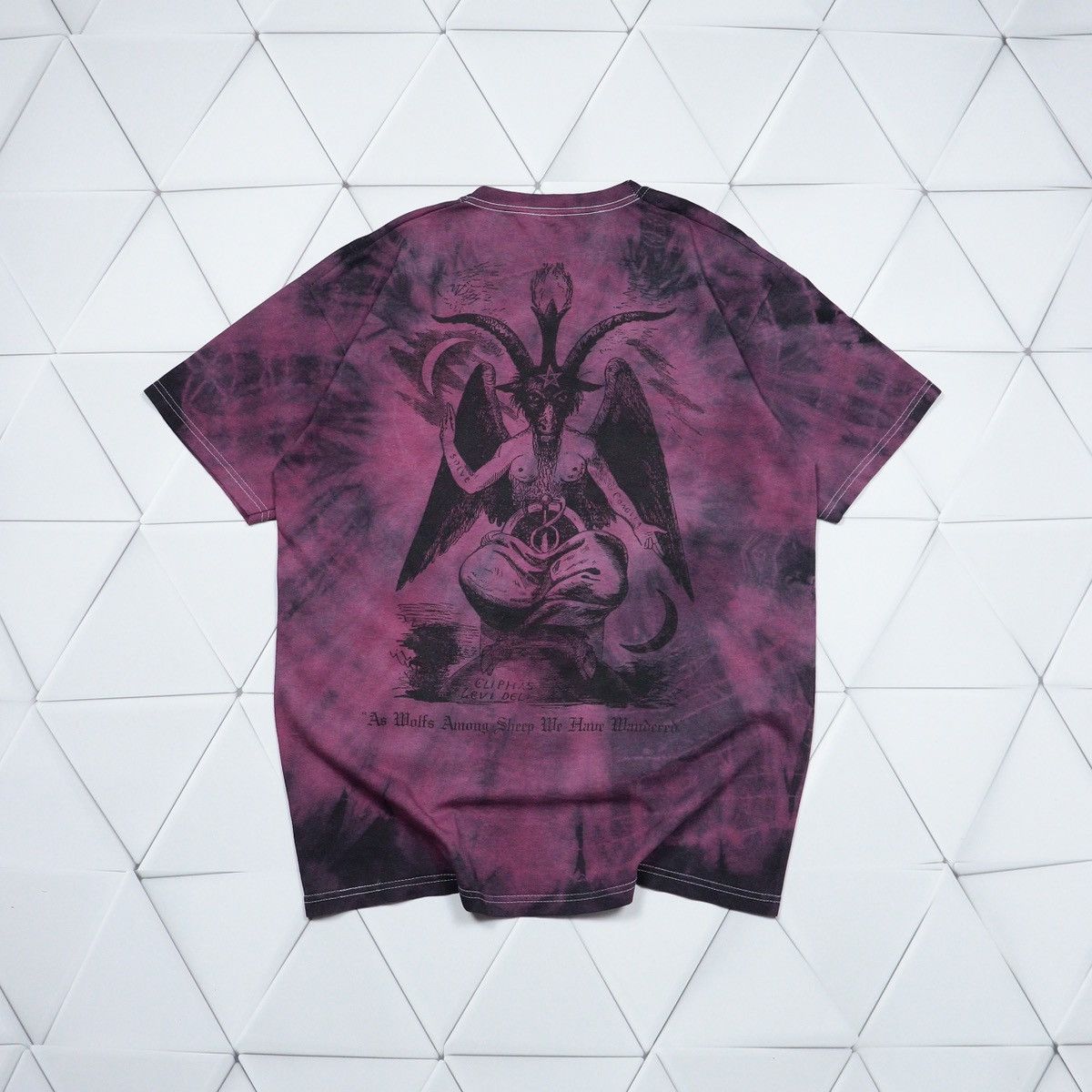 00s Vintage Dark Throne Metal Band Tie-Dyed Baphomet T-Shirt