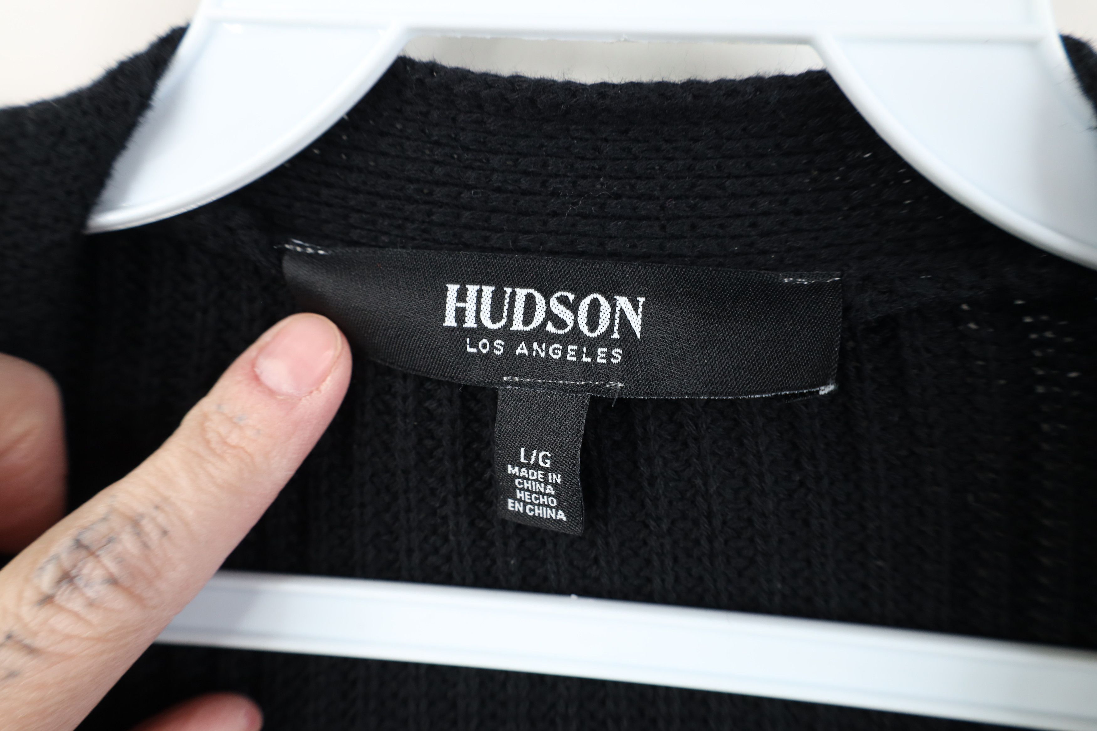Vintage Hudson Jeans Blank Chunky Ribbed Knit Cardigan Sweater Black Size L / US 10 / IT 46 - 8 Thumbnail