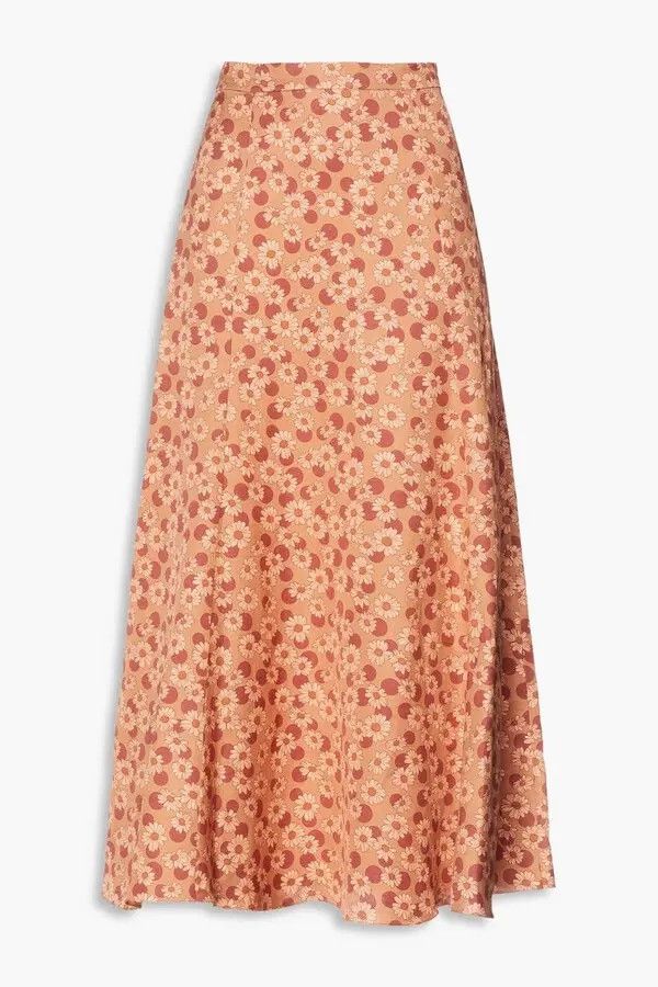 SANDRO Linen Blend Floral Print Skirt Size 3/L