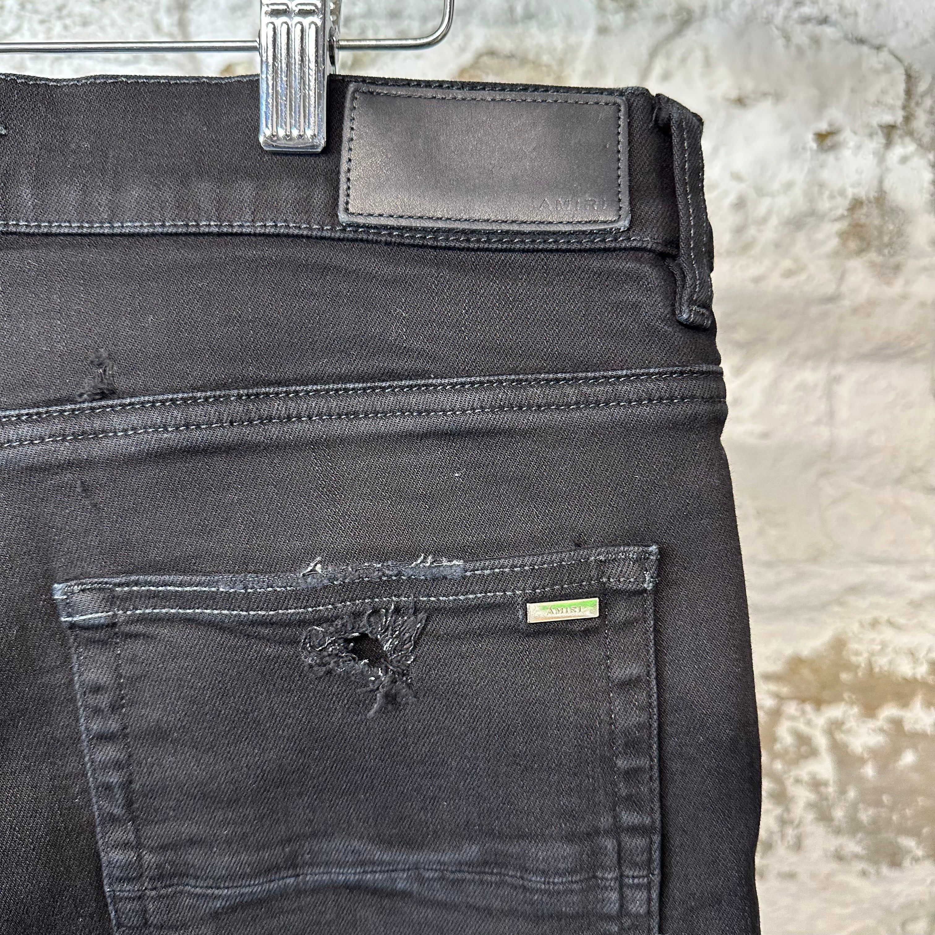 Amiri Amiri Distressed Plain Black Denim Jeans Sz 36 Size US 36 / EU 52 - 4 Thumbnail