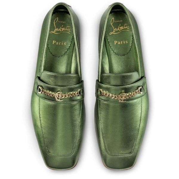 Christian Louboutin oc11z0125 Mj Moc Leather Loafer in Metallic Size US 9 / IT 39 - 2 Thumbnail