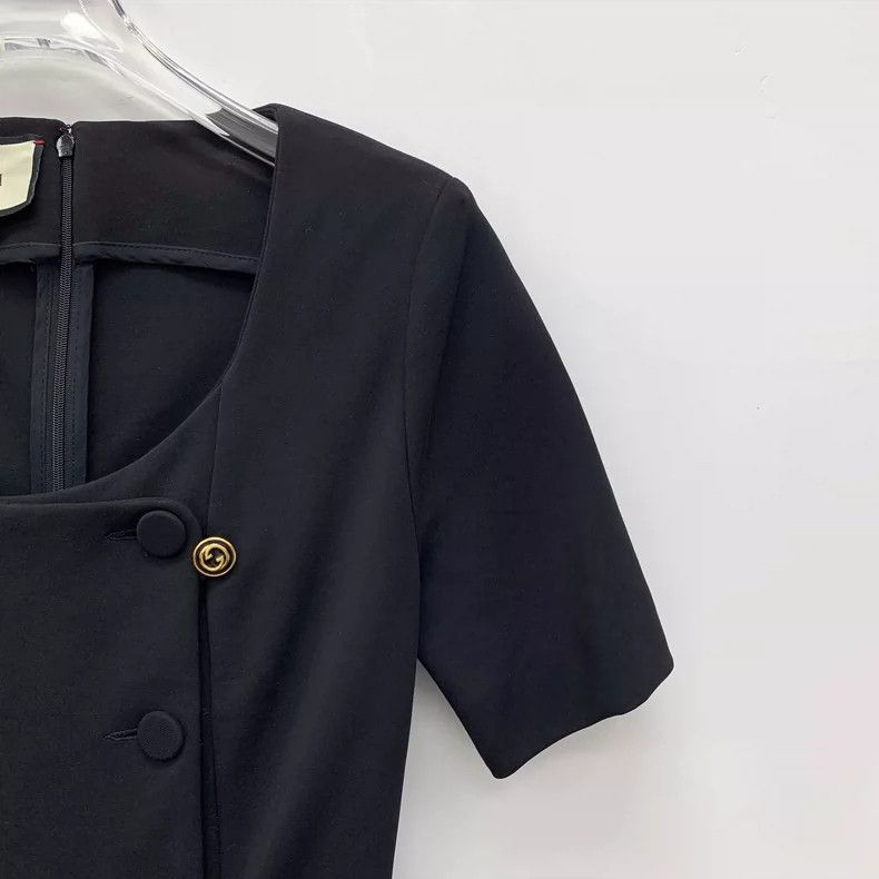 Gucci Gucci Black double-breasted round-neck short-sleeved dress Size XS / US 0-2 / IT 36-38 - 3 Thumbnail