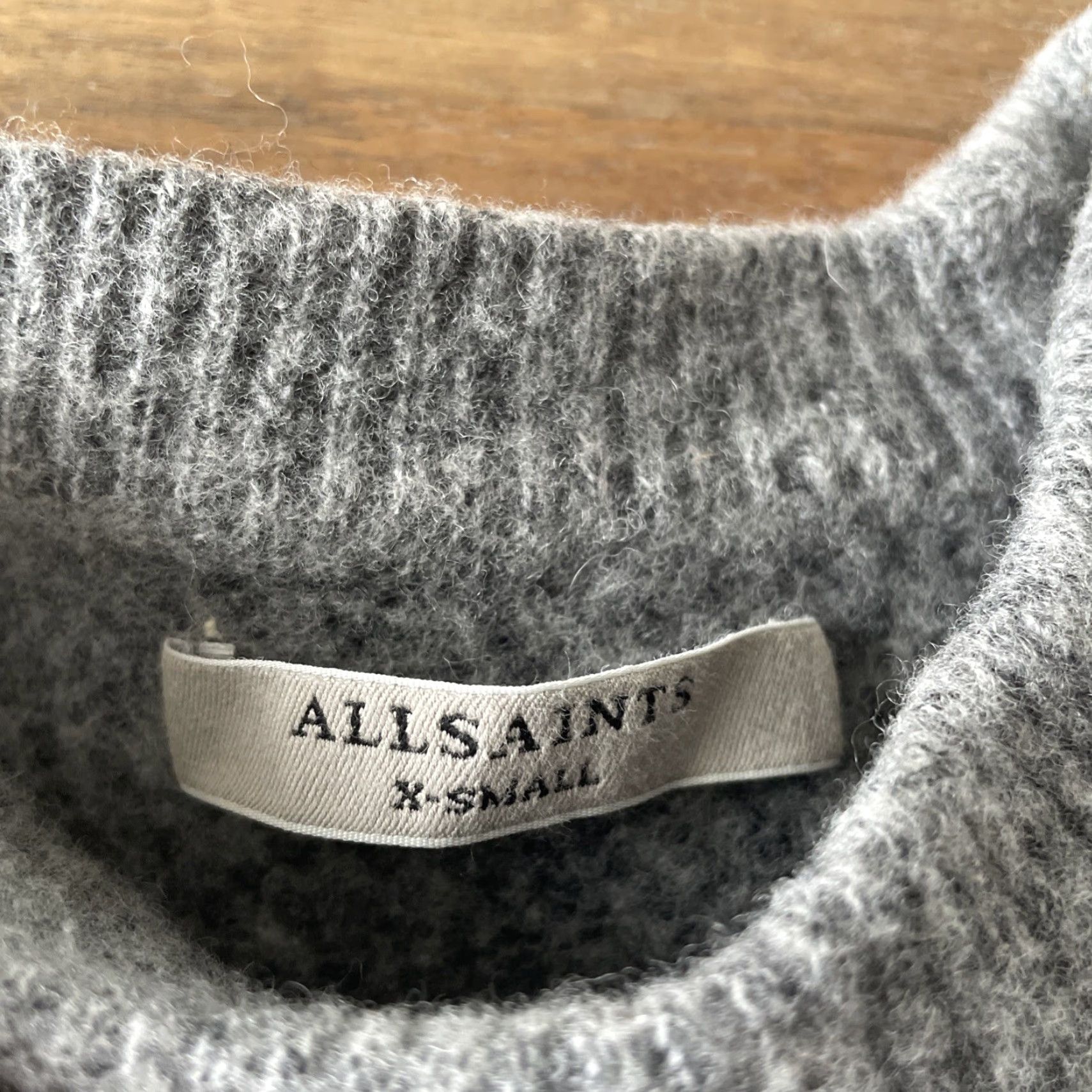 Allsaints VINTAGE? All Saints Gray Cold Shoulder Sweater Women’s XS Ribbed Knit Longsleeve Pullover Size XS / US 0-2 / IT 36-38 - 3 Thumbnail