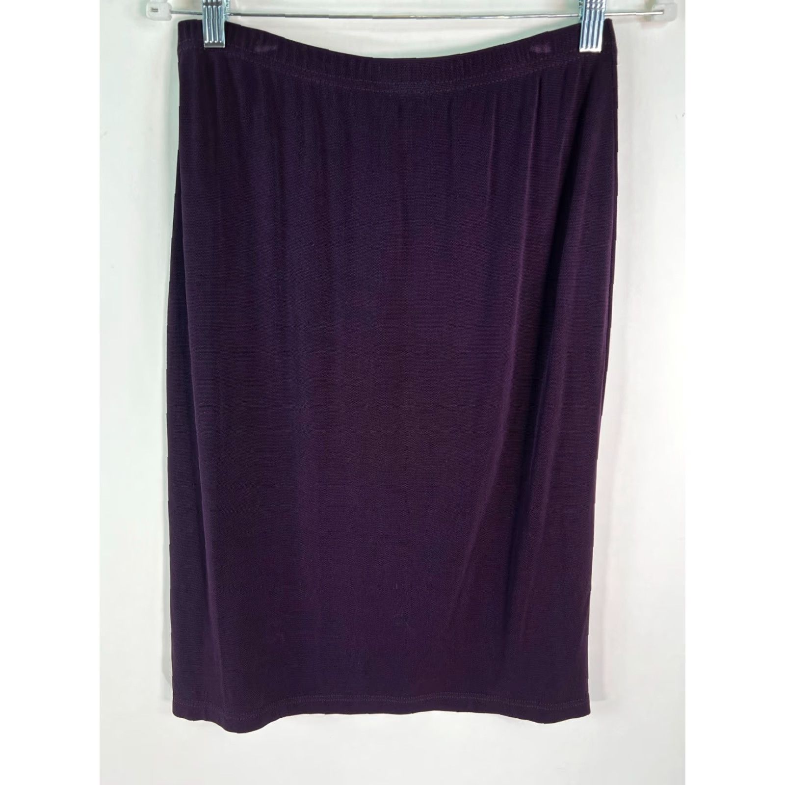 Vintage Picadilly Fashions Skirt Adult Women Purple Knee Length Elastic Waist L Solid Acetate Spandex 90s Workwear/Party/Cocktail Mens? Womens Size 36" / US 14 / IT 50 - 3 Thumbnail