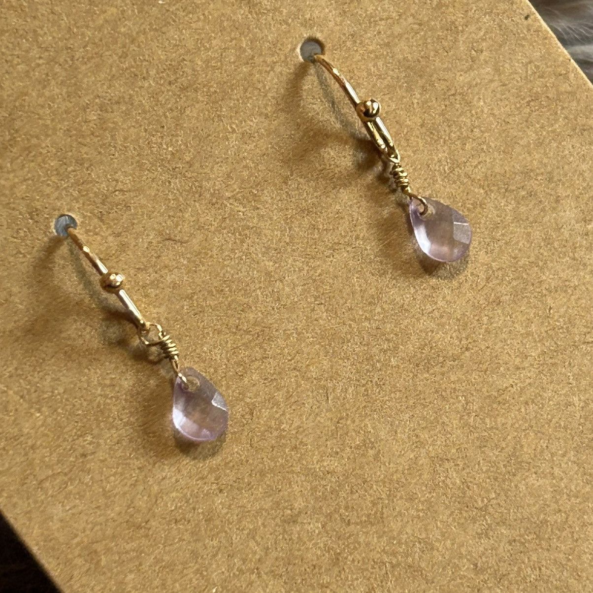 Handmade Handcrafted minimalist genuine faceted amethyst teardrop set Size ONE SIZE - 9 Thumbnail
