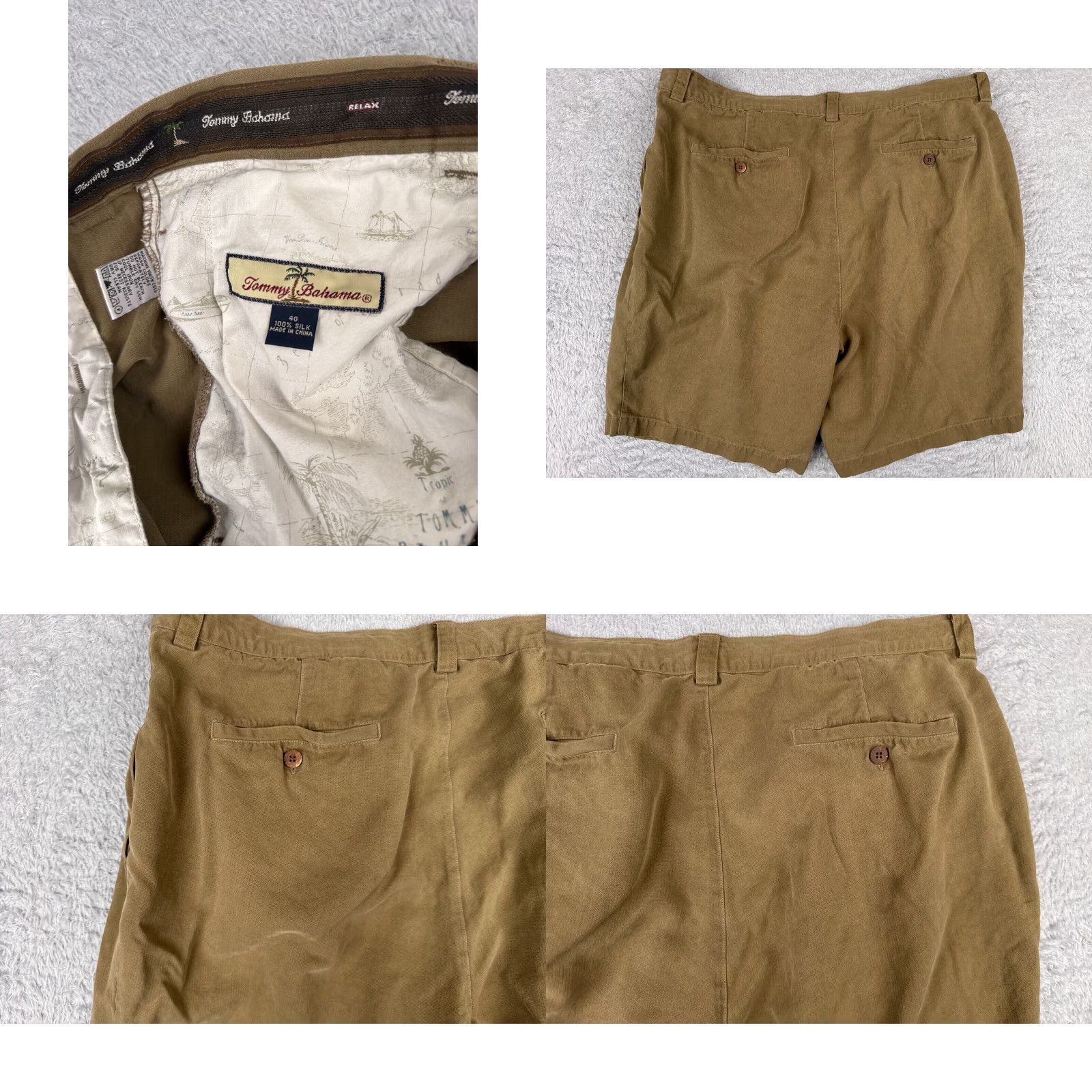 Tommy Bahama Tommy Bahama Shorts Men 40 Beige Bermuda 100% Silk Pleated Beach Vacation 38x8 Size US 40 / EU 56 - 9 Thumbnail