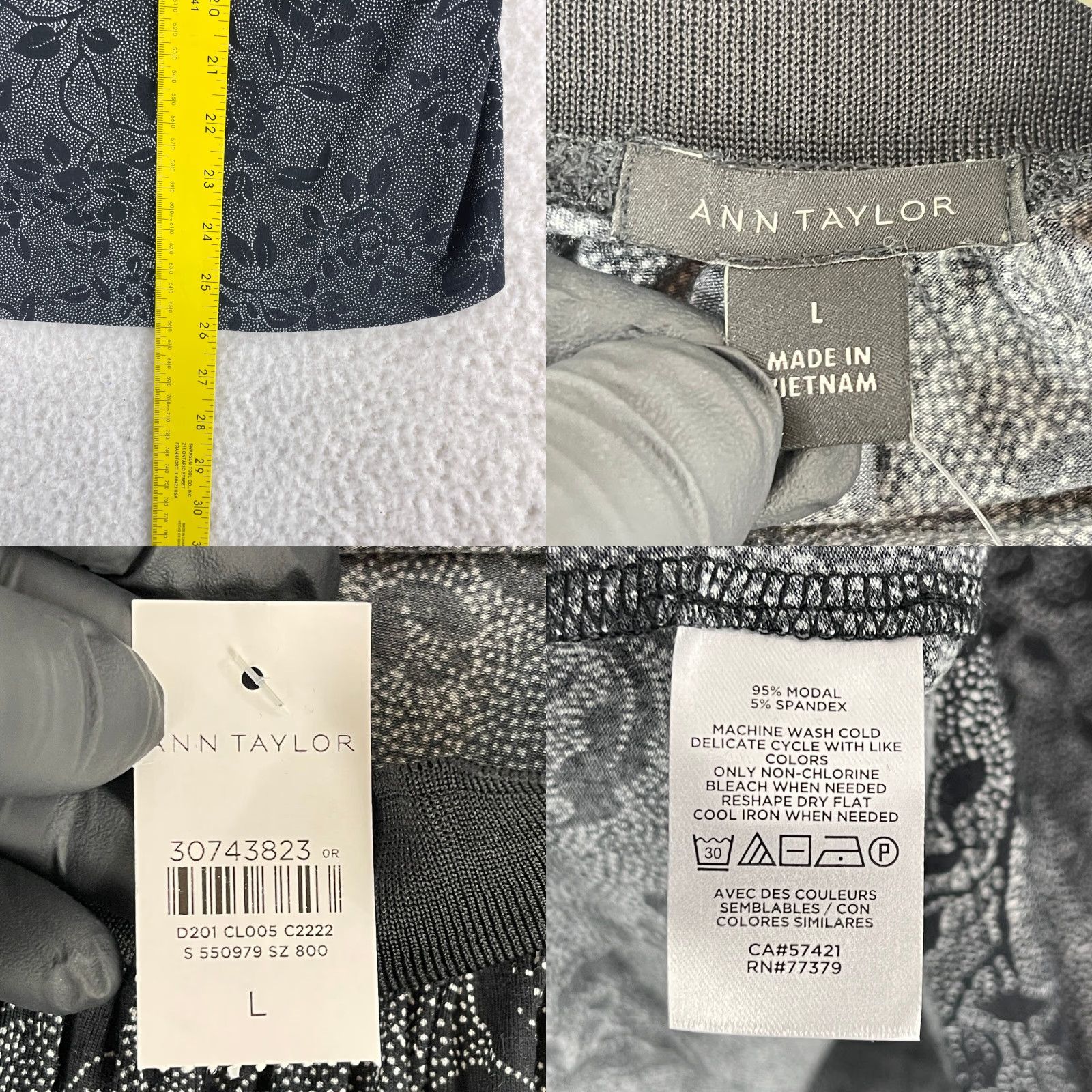 Ann Taylor Ann Taylor Black Floral Mock Neck Long Sleeve Shirt Womens Large Pullover Work New Size L / US 10 / IT 46 - 8 Thumbnail