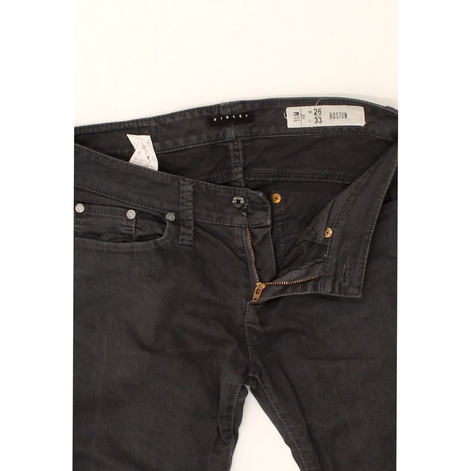 Sisley SISLEY Mens Boston Slim Jeans Grey Cotton W26 L33 Size US 26 / EU 42 - 3 Thumbnail