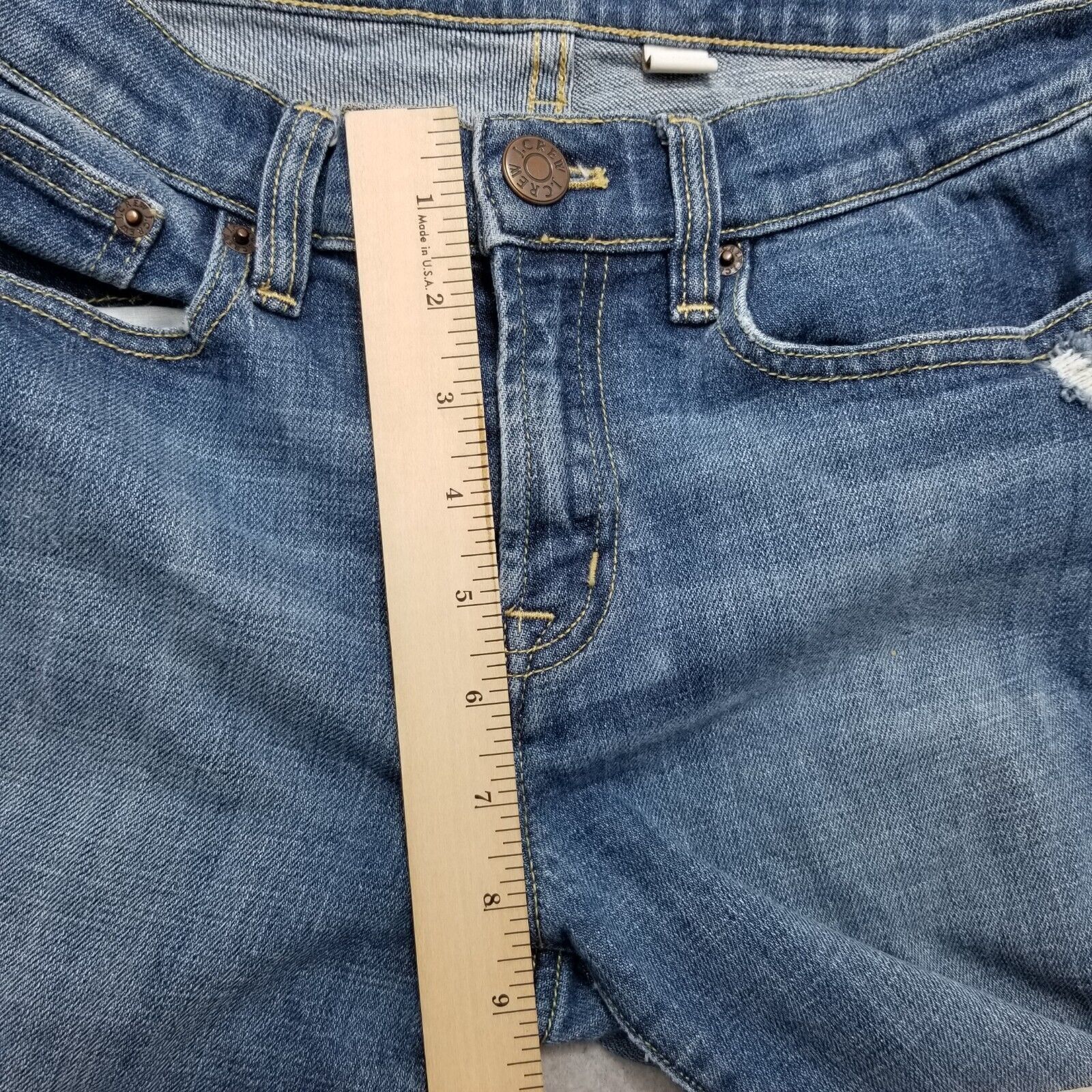 J.Crew J Crew Jeans Womens 27 Denim Low Rise Straight Distressed Size 27" / US 4 / IT 40 - 4 Thumbnail