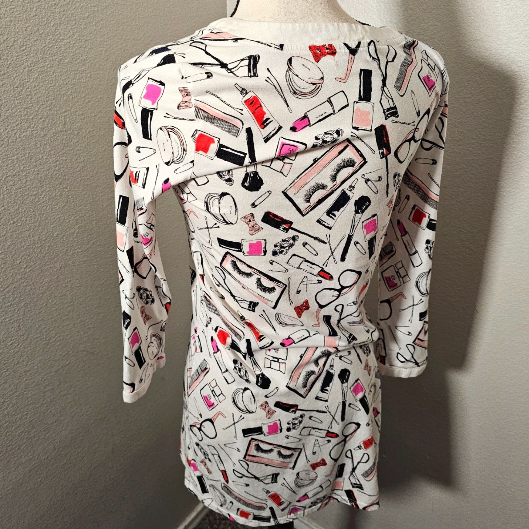 Vintage Kate Spade New York Pink White Cosmetics Print Cotton Night Sleep Shirt Size S Size S / US 4 / IT 40 - 3 Thumbnail