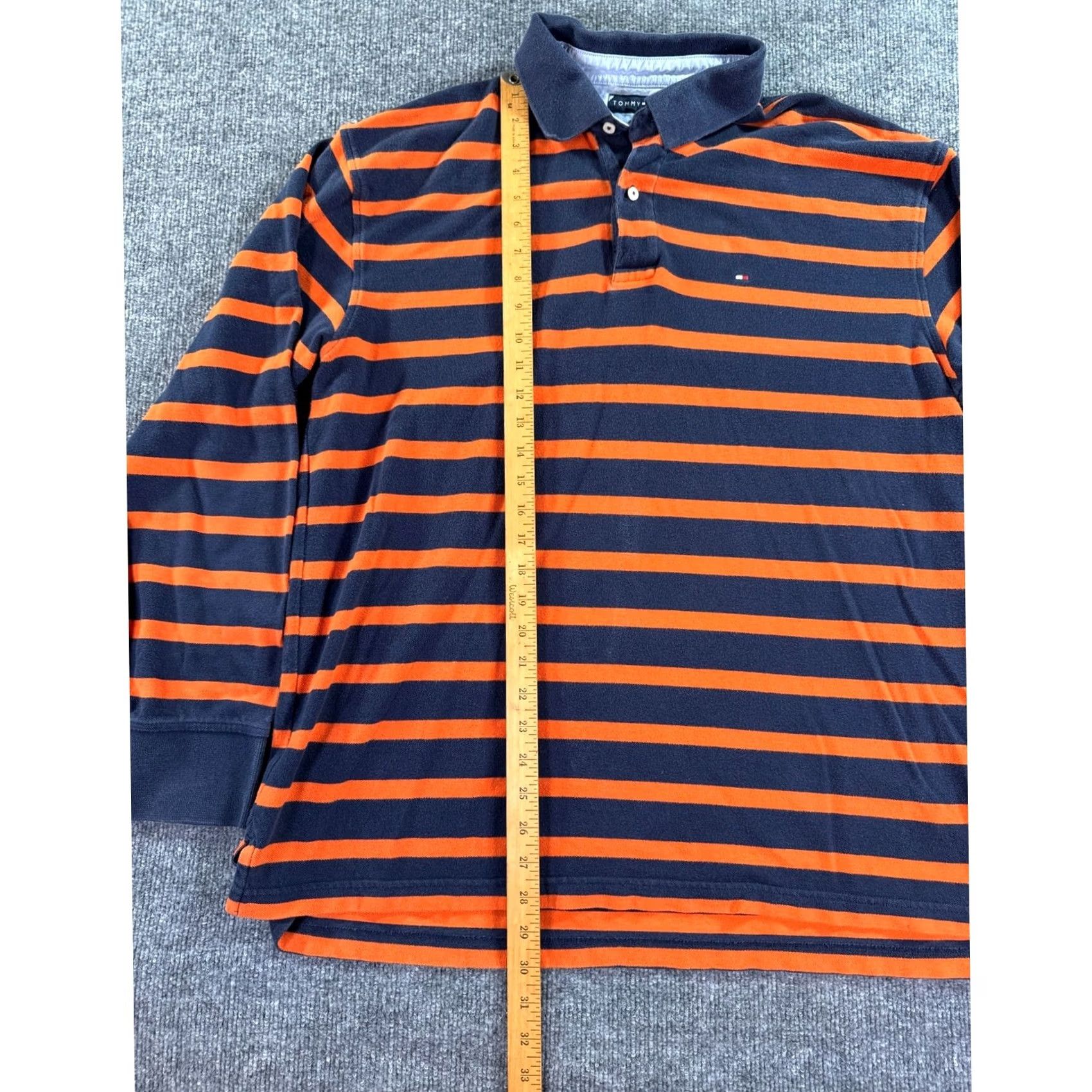 Tommy Hilfiger Tommy Hilfiger Shirt Mens XL Polo Rugby Navy Orange Striped Long Sleeve Cotton Size US XL / EU 56 / 4 - 3 Thumbnail