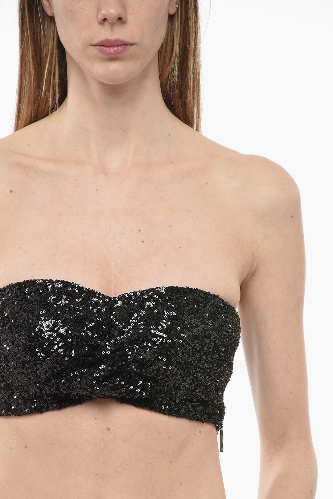 MSGM og1mm0724 Sequined Tube Top in Black Size M / US 6-8 / IT 42-44 - 3 Thumbnail