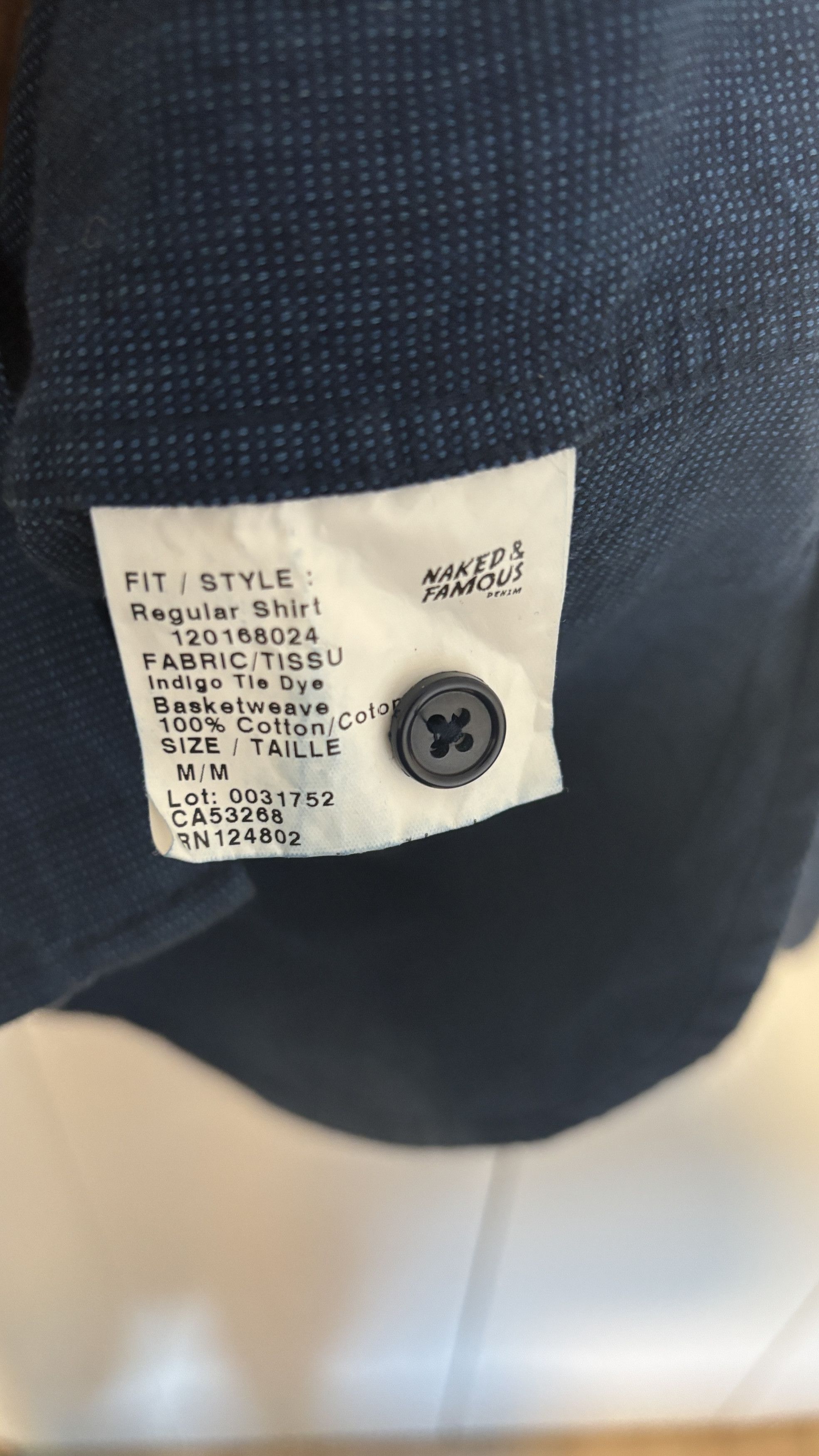 Naked & Famous Indigo Tie Dye Basketweave Long Sleeve Shirt - Small Size US S / EU 44-46 / 1 - 8 Thumbnail
