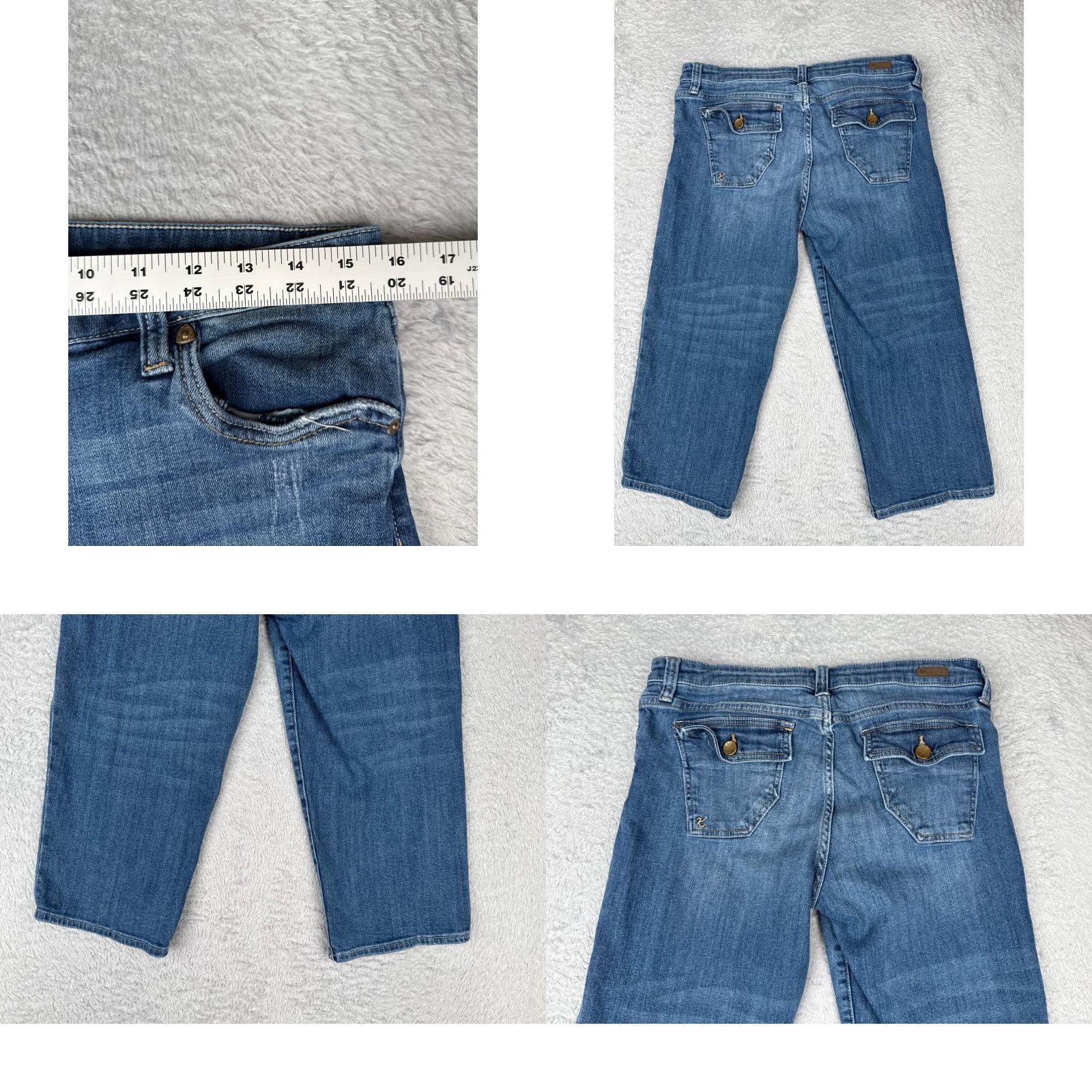 Vintage KUT from the Kloth Jeans Womens 10 Blue Denim Natalie Crop Distressed Mid 31x18 Zip Cropped Regular 5-Pocket Style Modern Classic Size 32" / US 10 / IT 46 - 9 Thumbnail