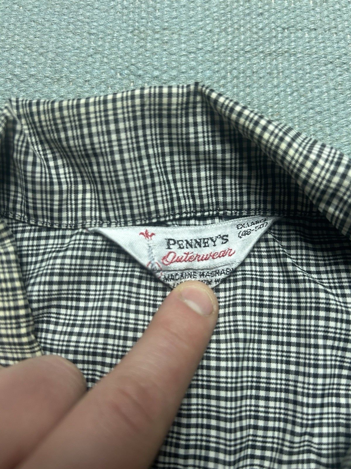 Vintage 1950s nylon rain jacket Penney’s plaid check black white XL Size US XL / EU 56 / 4 - 6 Thumbnail
