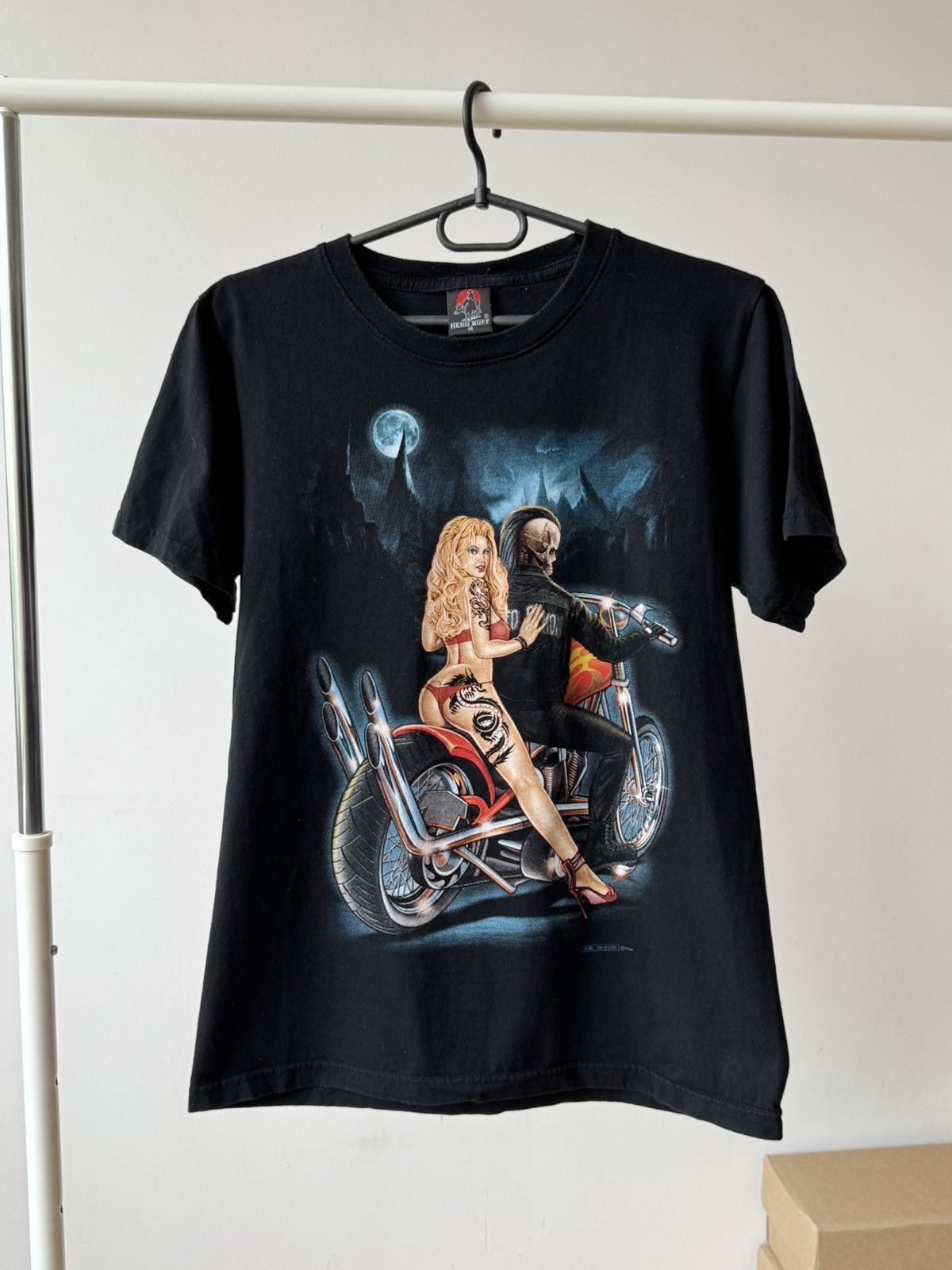 Harley Davidson Vintage Nude Sexy Girl Tattoo Ghost Rider T-shirt Size US M / EU 48-50 / 2 - 1 Thumbnail