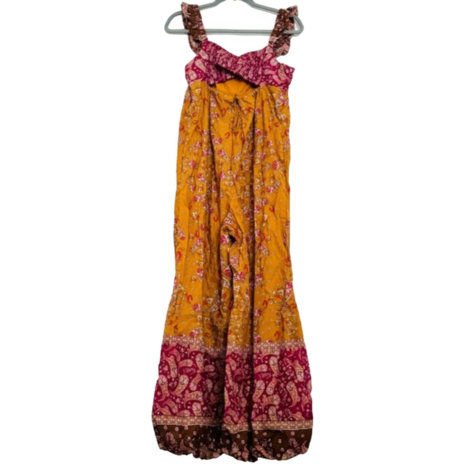 Free People New FREE PEOPLE Bali Albright Jumpsuit $148 SMALL Gold Combo Size 28" / US 6 / IT 42 - 5 Thumbnail