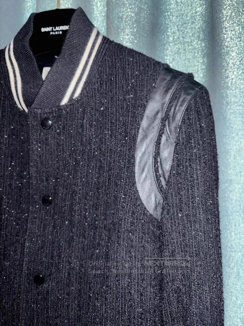 Saint Laurent Paris Saint Laurent Paris Black Samurai Sparkle Baseball Jacket Size US S / EU 44-46 / 1 - 2 Thumbnail
