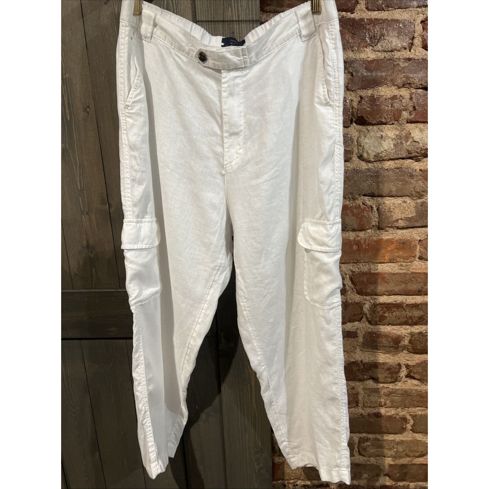 Other Rachel Roy Women's 100% Linen Cargo Pant Ivory Size XL Beach Size 34" / US 12 / IT 48 - 2 Thumbnail
