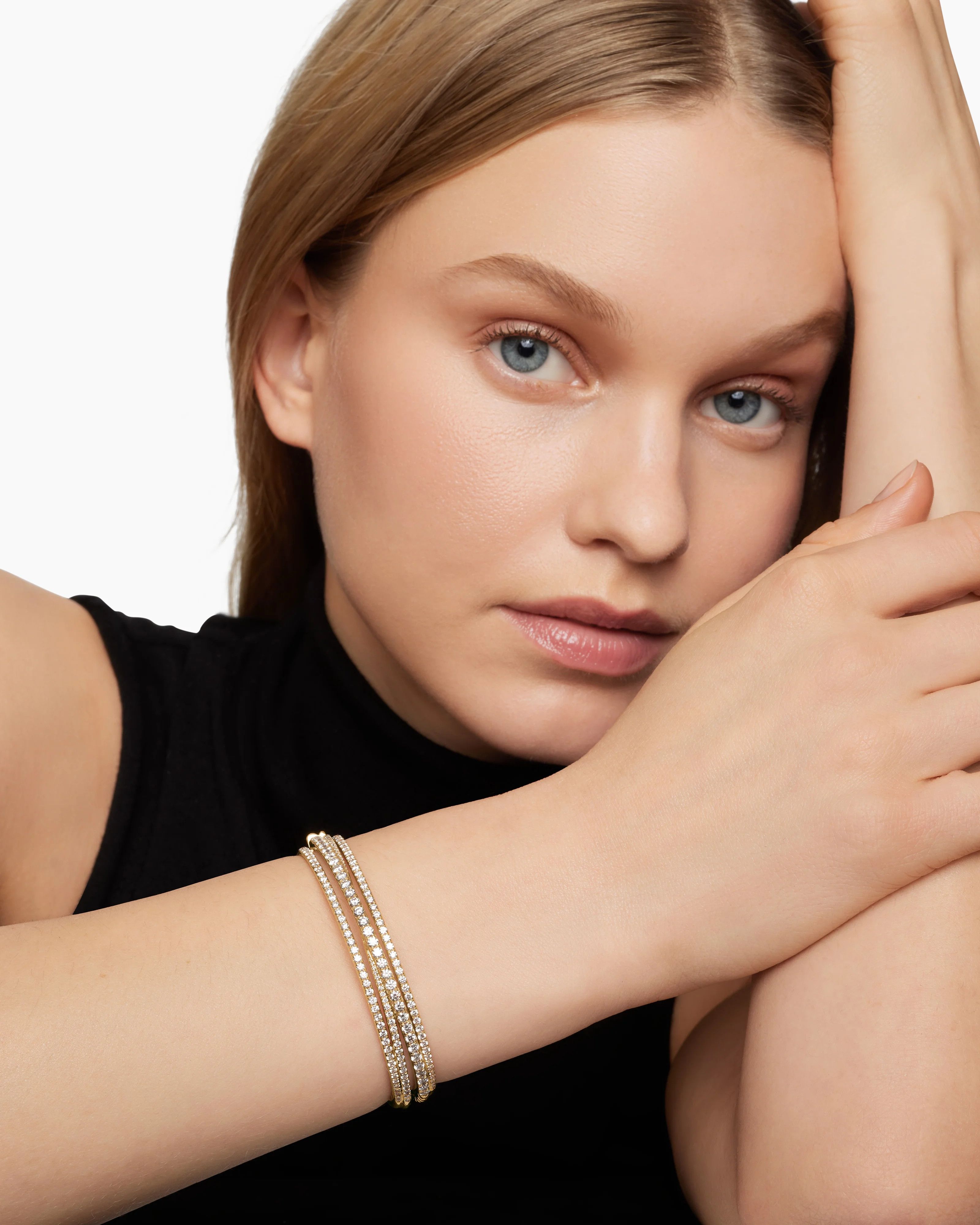 David Yurman oc11z0625 Size: S / Pavé Crossover Three Row Bracelet Gold Size ONE SIZE - 7 Thumbnail