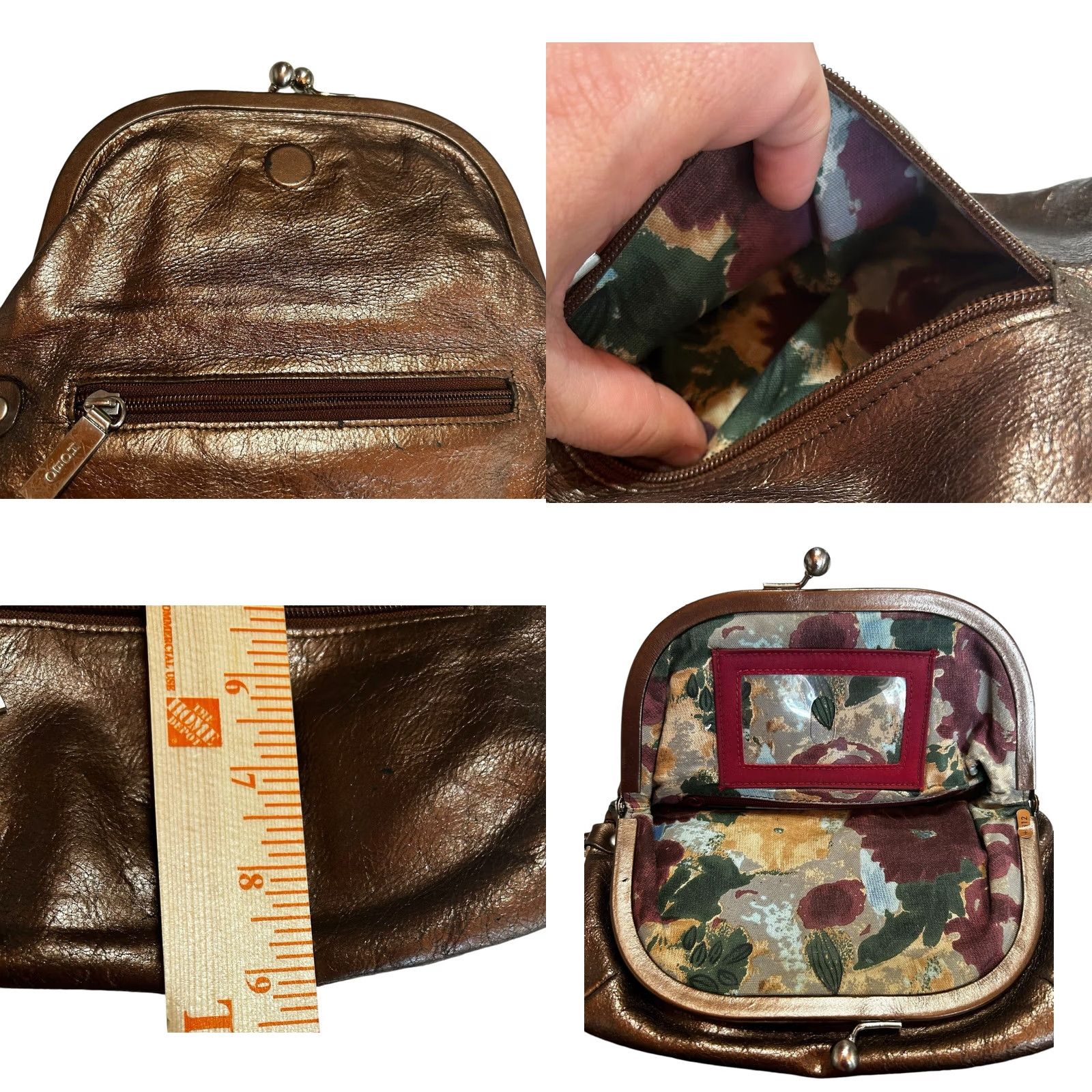 Vintage VINTAGE HOBO International Skyler Clutch Leather Metallic Brown FoldOver Crossbody Wristlet Purse Size ONE SIZE - 9 Thumbnail