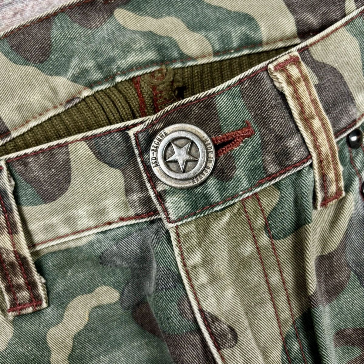 Japanese Brand Archive Led Rechwe - Studded Camo Flared Denim Size US 30 / EU 46 - 7 Thumbnail