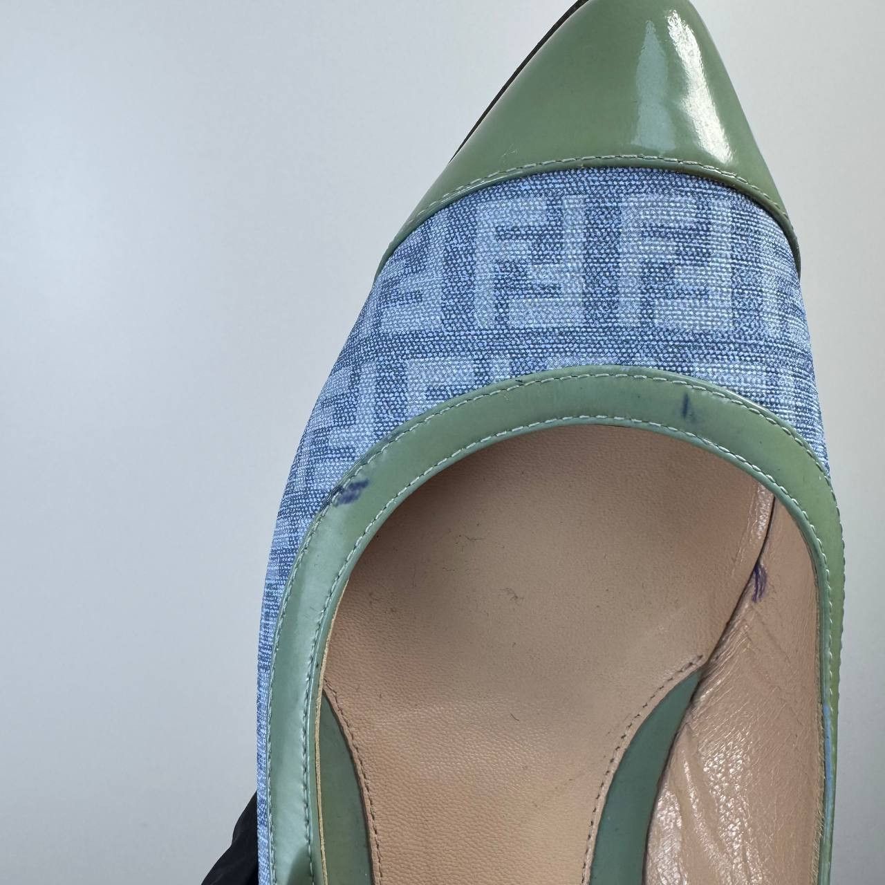 Fendi Fendi FF Logo Pumps Heels Womens Denim Leather Size 37.5 Size US 7 / IT 37 - 9 Thumbnail