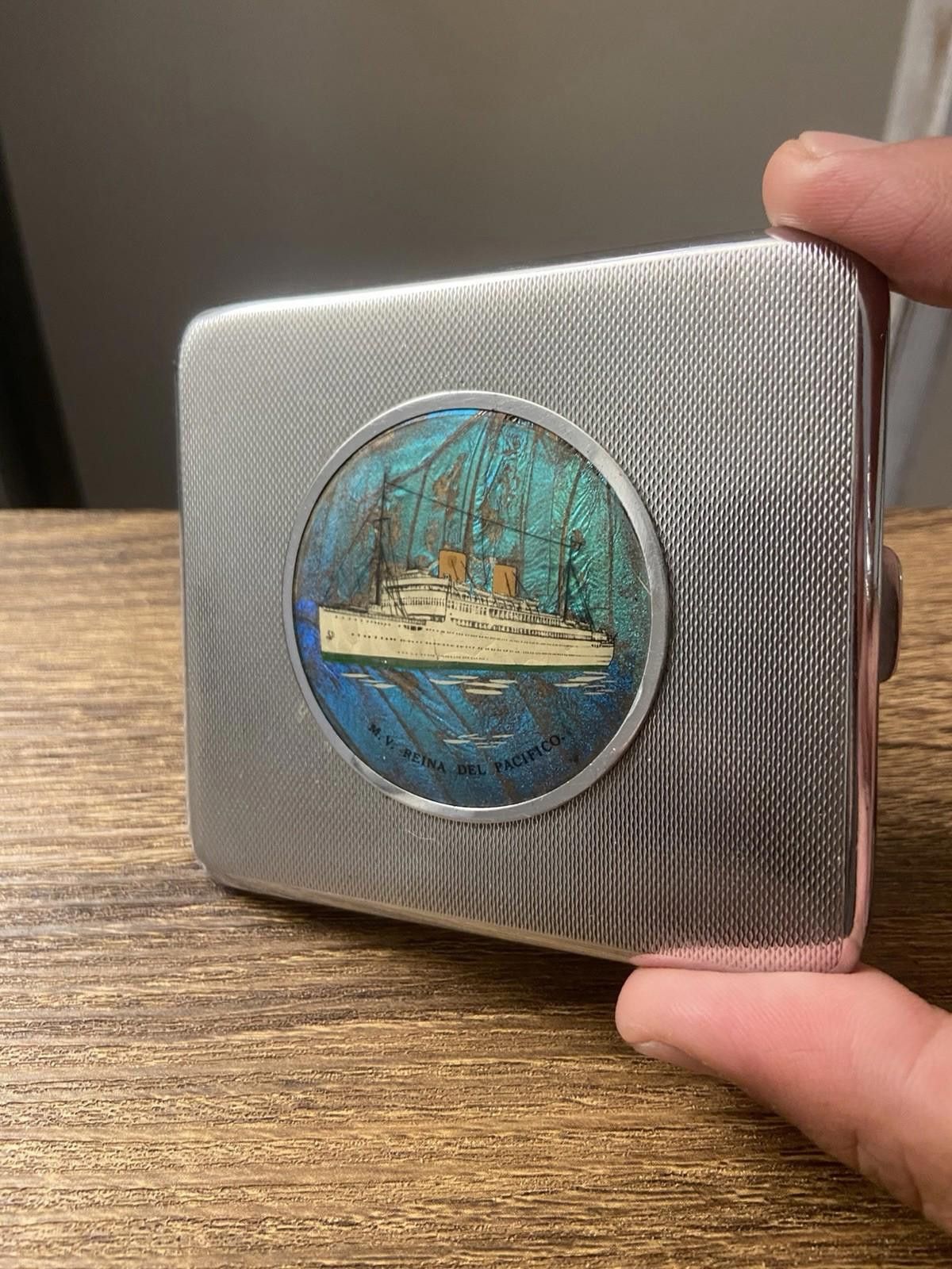 Other Vtg Blue Morpho Butterfly Chrome Silver Ship Cigarette Case Size ONE SIZE - 2 Thumbnail