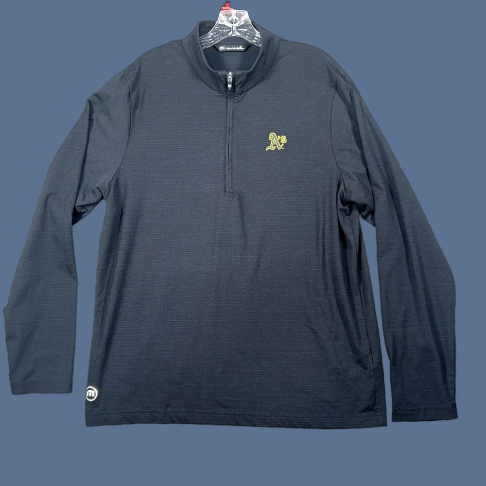 TravisMathew Travis Mathew Oakland Athletics 1/4 Zip Pullover Mens L Black Polyester Sports Activewear Golf Baseball Running Hiking Tennis Walking Shirt Size US L / EU 52-54 / 3 - 1 Thumbnail