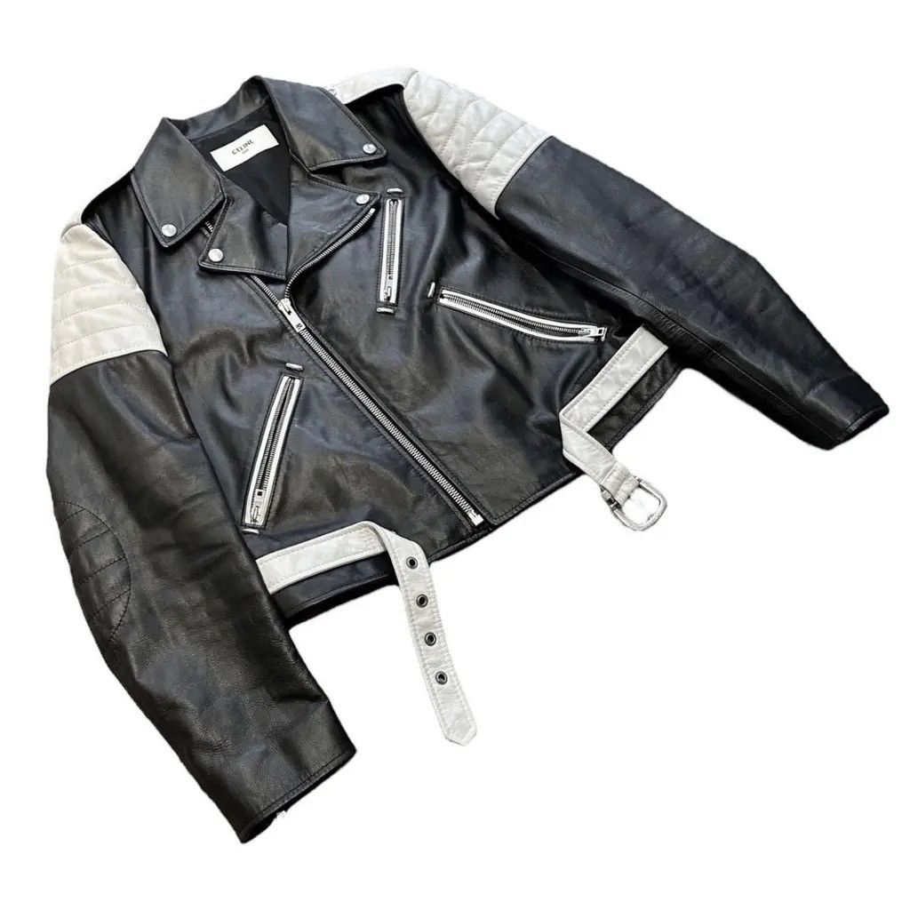 Celine Celine SS19 Hedi Slimane Two-Tone Biker Leather Jacket Size US L / EU 52-54 / 3 - 3 Thumbnail
