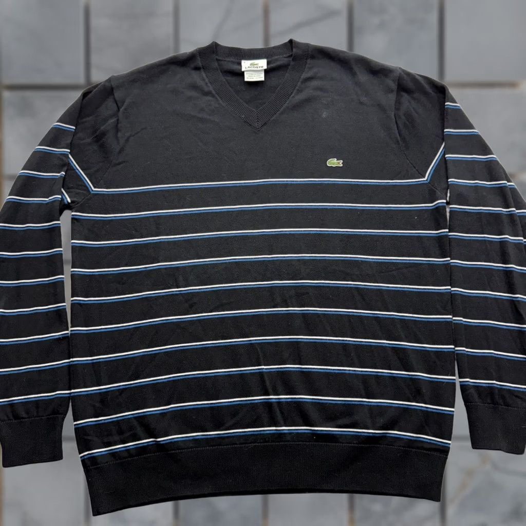 Lacoste × Supreme Supreme x Lacoste stripe Cardigan Black white