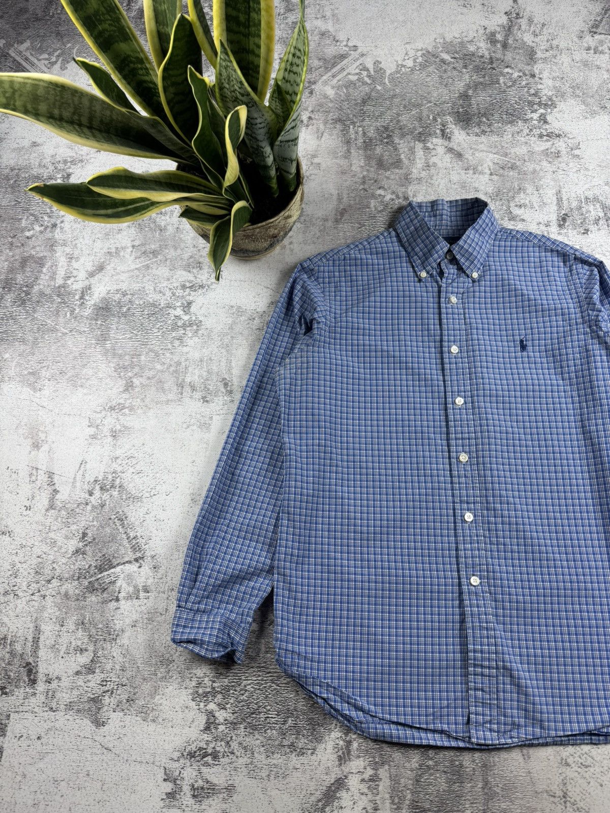 Polo Ralph Lauren Polo Ralph Lauren M Checked 120’s 2-ply Button Blue Men’s Plaid LongSleeve Shirt Size US M / EU 48-50 / 2 - 2 Thumbnail