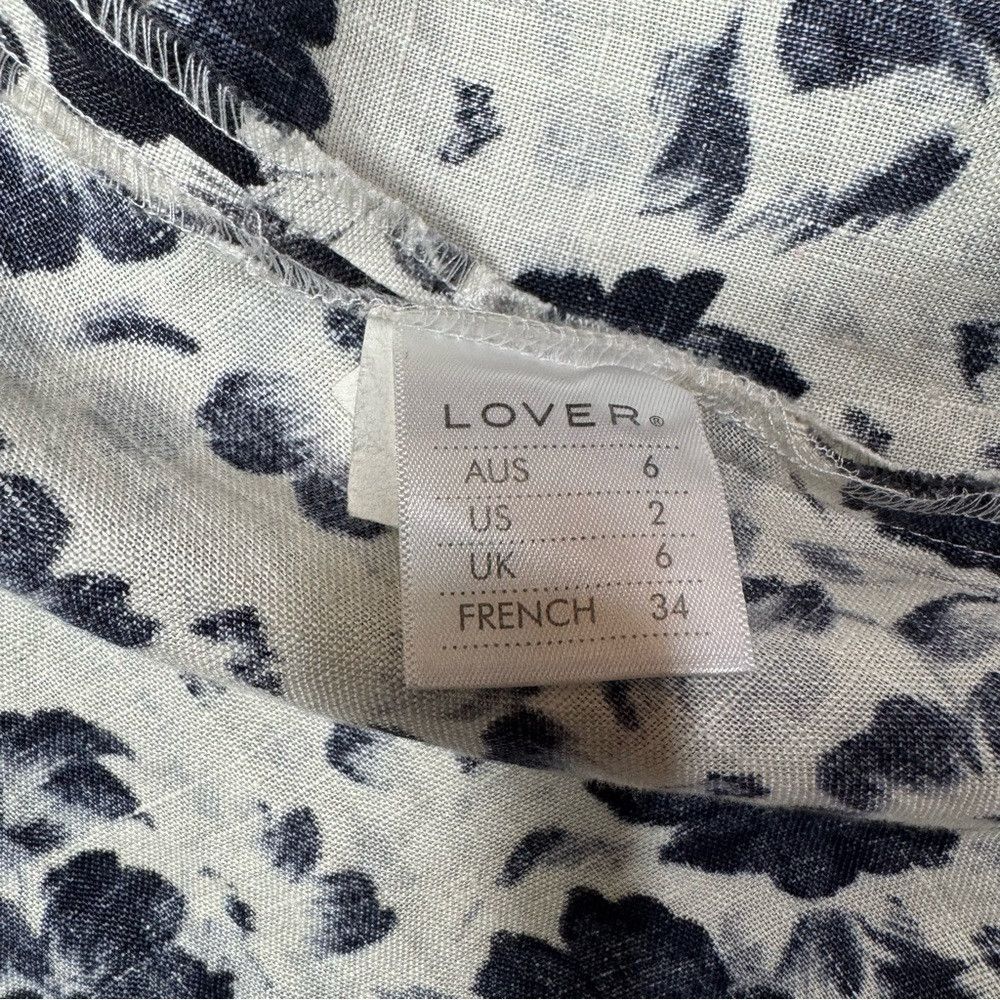 Other LOVER Black Floral Linen Short Sleeve Front Button Mini Dre Size XS / US 0-2 / IT 36-38 - 7 Thumbnail