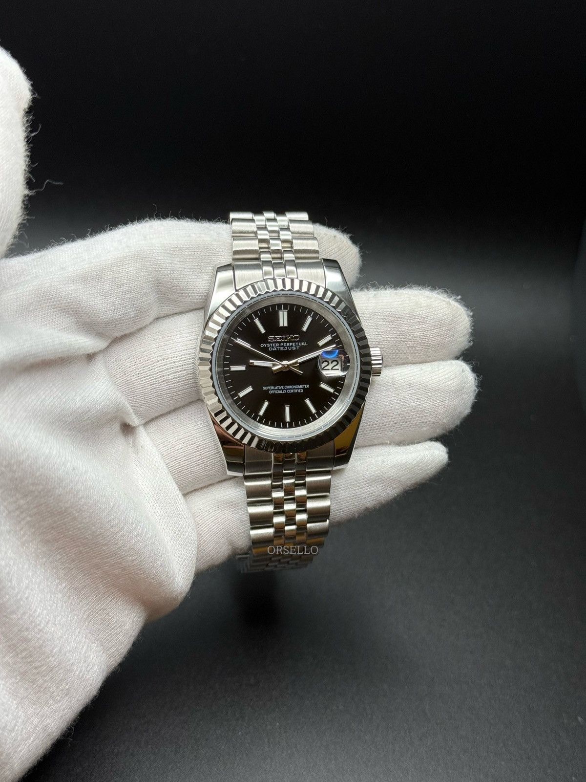 Seiko Seiko watch mod datejust black 39mm Size ONE SIZE - 1 Thumbnail